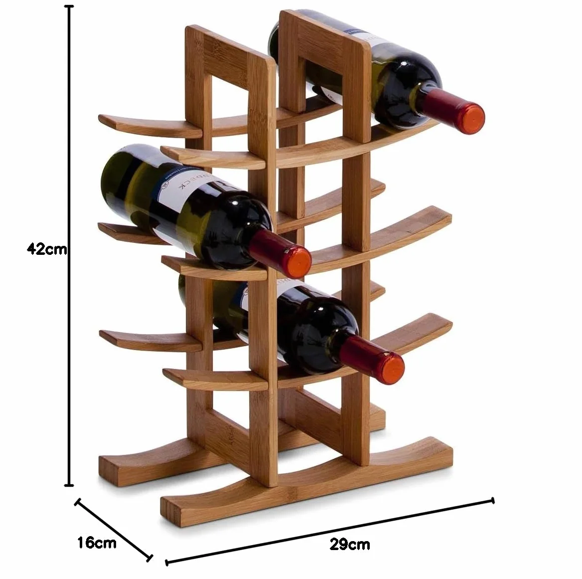 Zeller 13580 bambusowy regał na wino, na 12 butelek wina, 29 x 16 x 42 cm, naturalny, 1 opakowanie