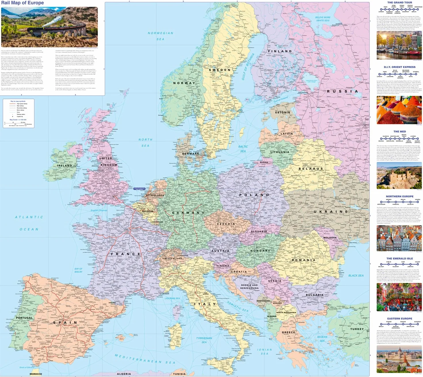Collins Rail Map of Europe: Plan your flight-free European adventure