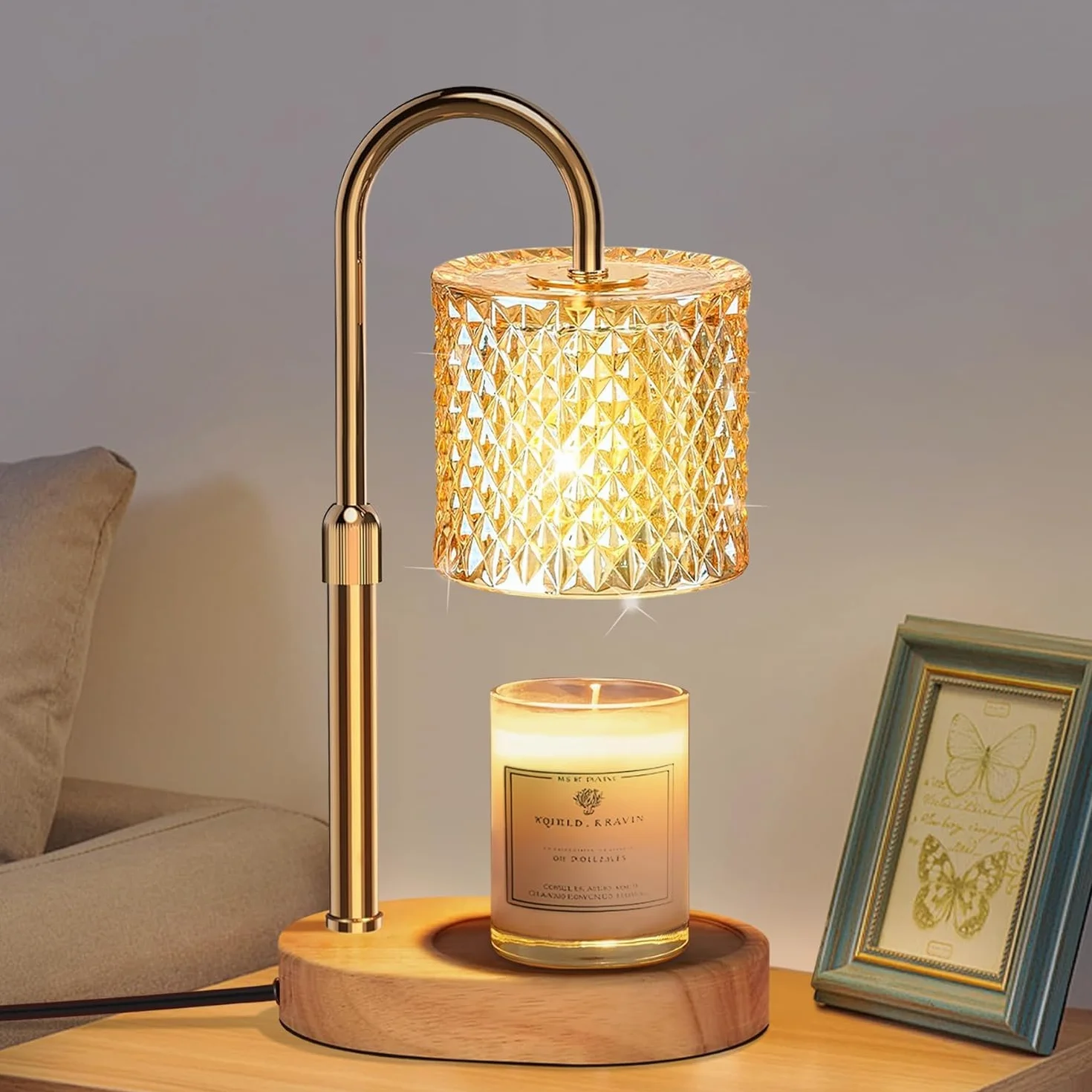 seenlast Podgrzewacz do świec Lampa, Candle Warmer Lamp z timerem i ściemniaczem, Vintage Podgrzewacz do świec Elektryczny Candle Warmer do świec zapachowych w szkle, Dom, Sypialnia, Dekoracja