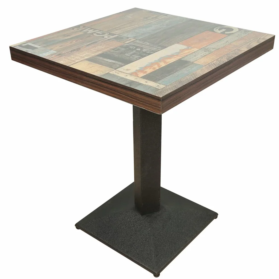 ShiShi Retro Industrial Stolik jadalny, Wysokość w 75 cm, Kwadratowy stół kuchenny, stół kuchenny z metalu i drewna, Stół bistro dla 1-4 osób (Brązowo-czarny D3 60×60×75 cm)