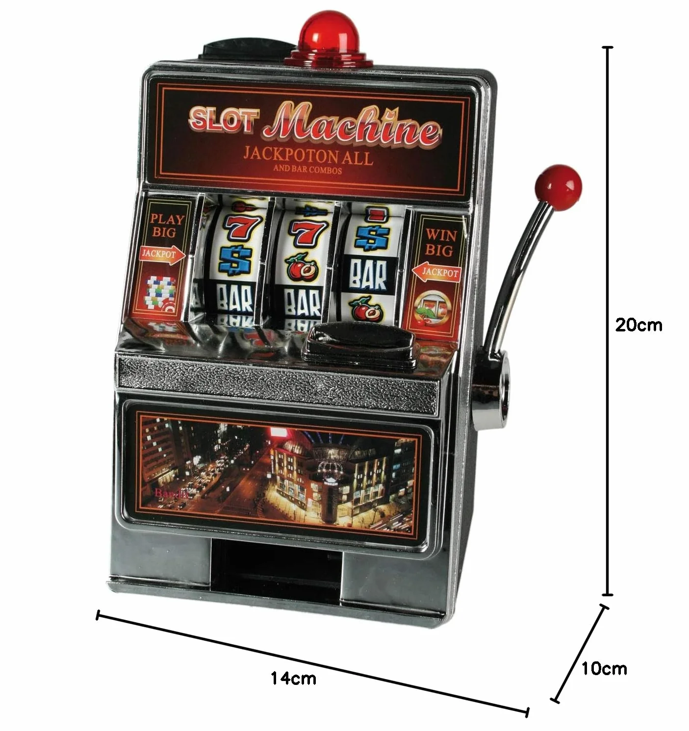 Skarbonka z tworzywa sztucznego automat do gier z dźwiękiem i światłem 19 x 13,5 cm