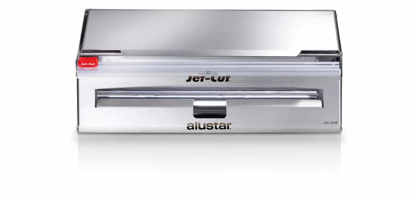 system do ponownego napełniania folii spożywczej ze stali nierdzewnej, zestaw startowy do gastronomii z 500m Jet-Cut + 70m folii Alustar, 1 sztuka