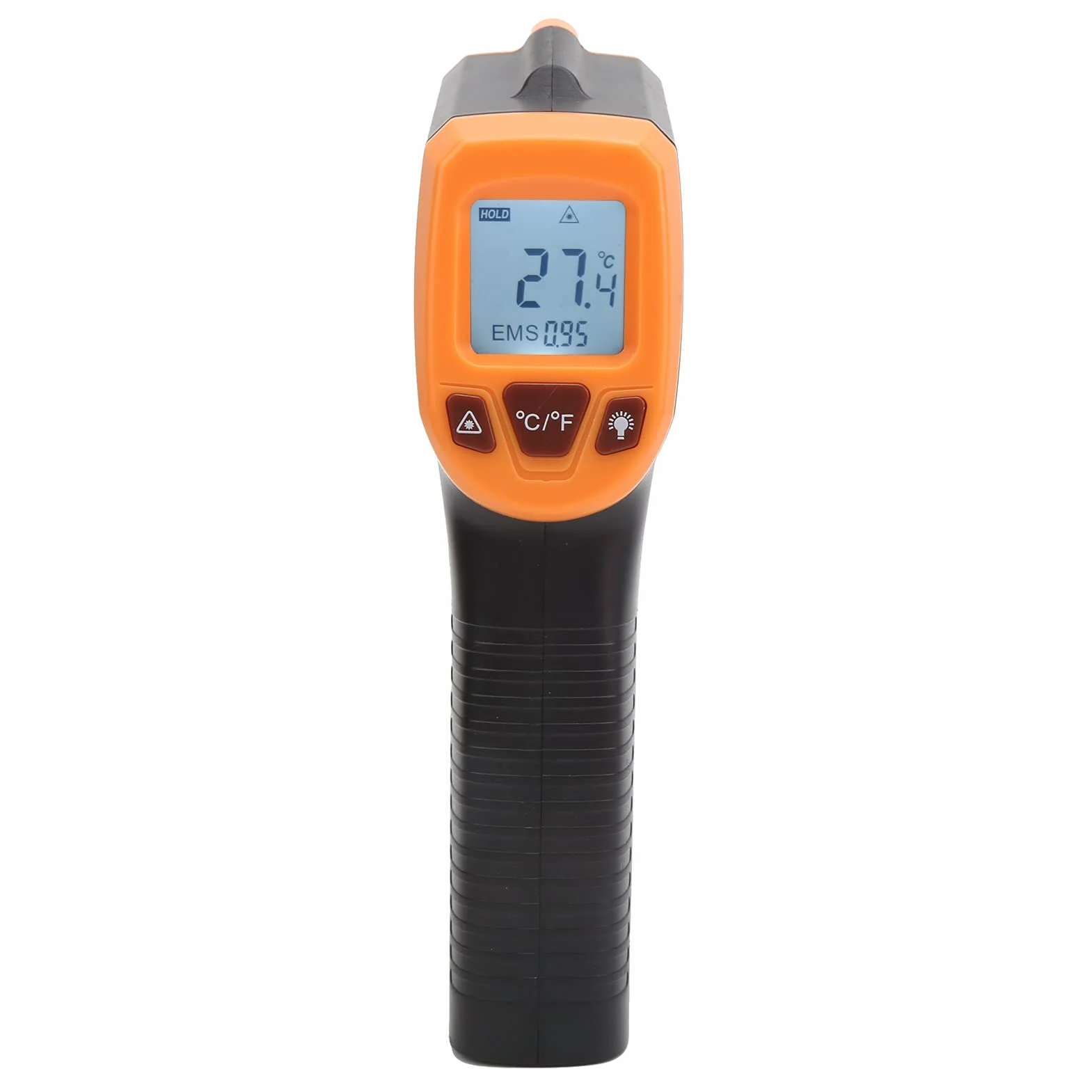 Termometr na Podczerwień, GM320S Laserowy Termometr na Podczerwień Temp Gun Bezdotykowy Termometr Cyfrowy z Wyświetlaczem LCD do Gotowania w Piecu do Pizzy Grill Kuchnia(Pomarańczowy)