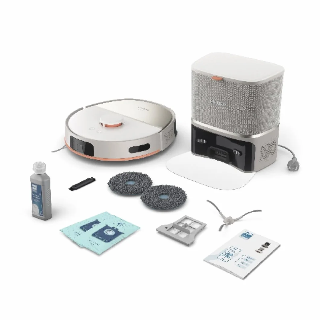 Philips HomeRun serii 5000 – robot odkurzająco-mopujący, 10 000 Pa, podwójne mopy, laserowa nawigacja, autoczyszczenie (S-bag®), app HomeRun, jedwabisty beż (XU5100/20)