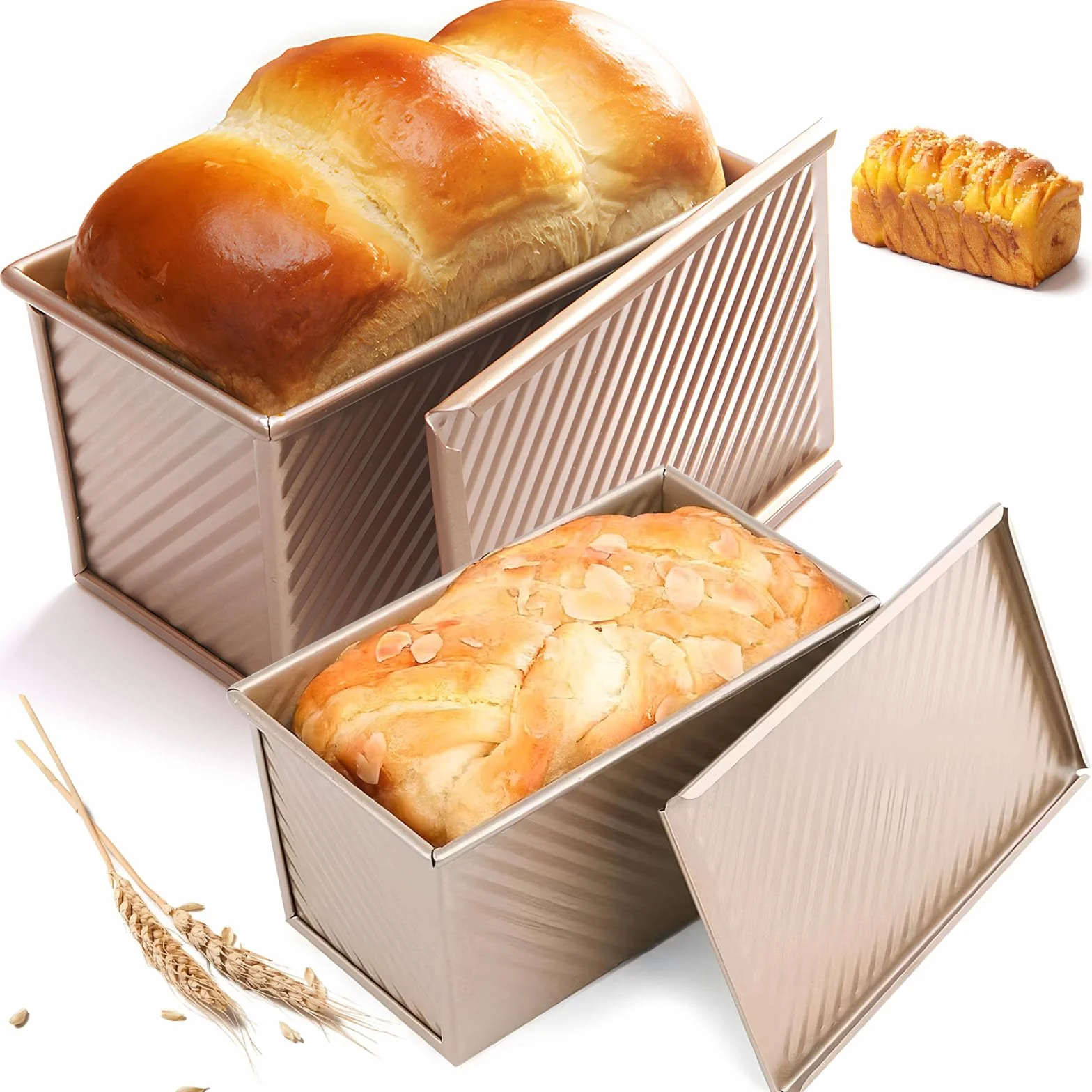 2 szt. forma do pieczenia chleba w pudełku z pokrywką do pieczenia tostów, chleb i ciasta
