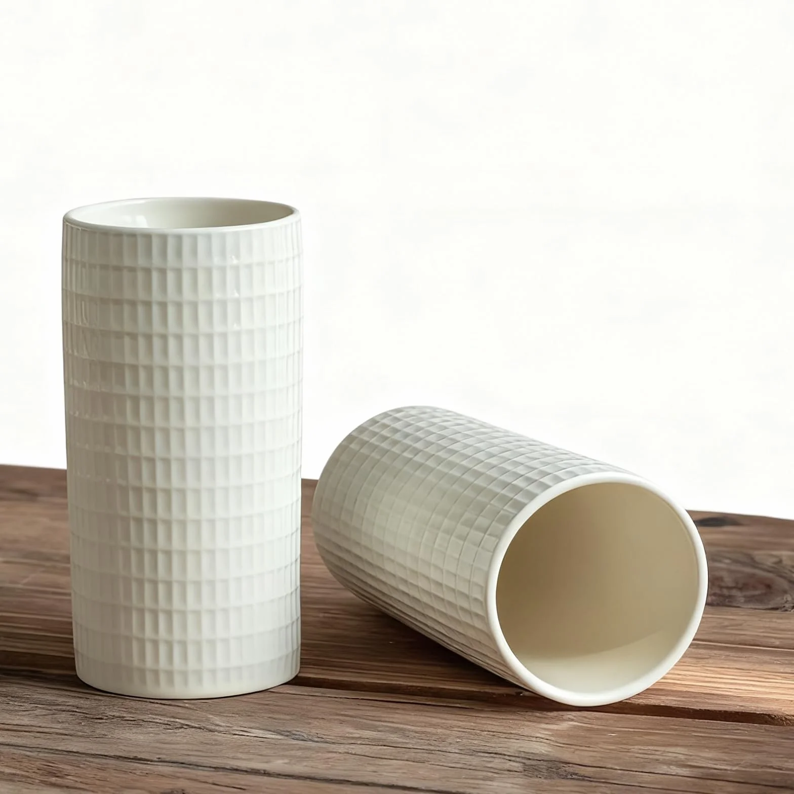Ceramiczny uchwyt na przybory kuchenne, uchwyt na sztućce, do przechowywania na blacie, błyszcząca glazura, biały