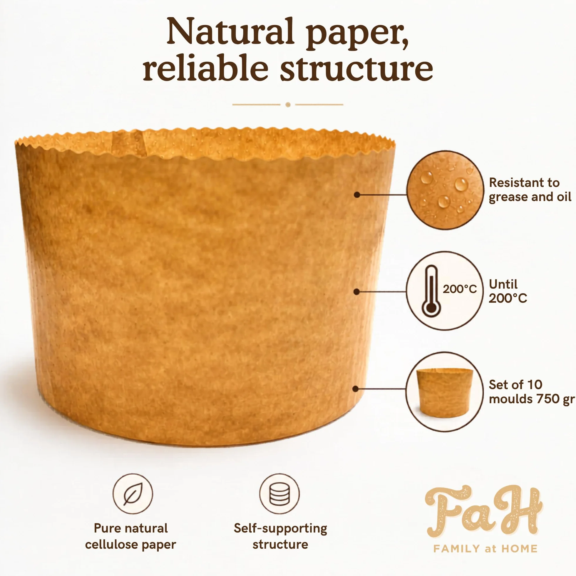 Forma do panettone 750 g 10 szt. z papieru celulozowego kalandrowana