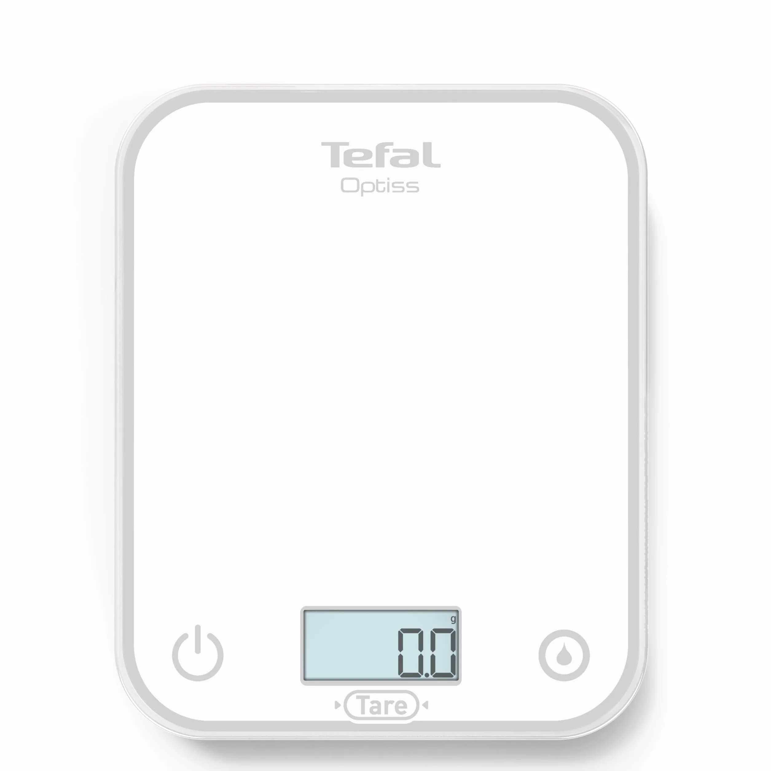 Tefal, Elektroniczna waga kuchenna, Optiss, czytelny podświetlany wyświetlacz, odporność na zarysowania, pojemność 5 kg, biała, BC50U0V0