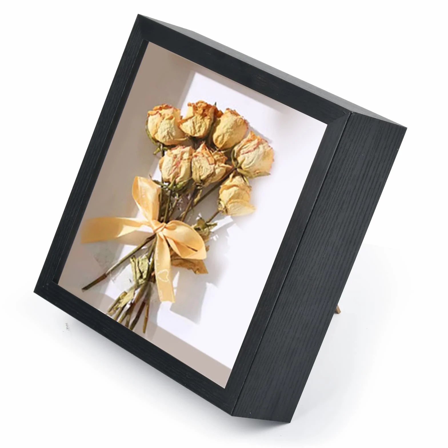 Ramka do cieni 20 x 20 cm, czarne, głębokie ramki do rękodzieła 3D, głębokie ramki obrazów z ekspozycją pudełkową, idealna do pamiątek, zdjęć, kwiatów, medali, biletów, montażu na stole lub na