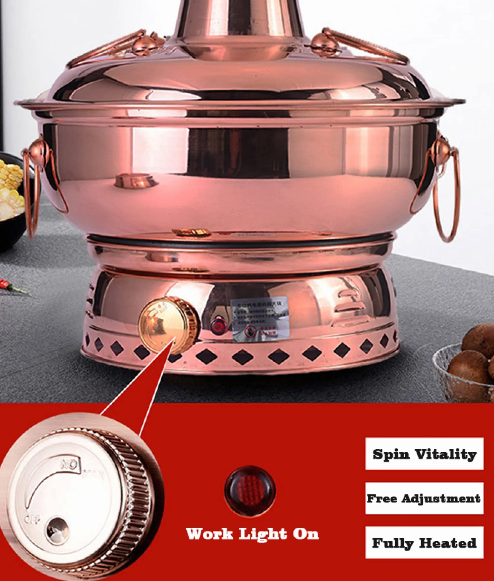 Vintage miedziany gorący garnek Shabu Shabu Shabu Hotpot z przegrodą elektryczną węgiel drzewny patelnia do zapiekania tradycyjny garnek do gulaszu garnek do zupy do gotowania gotowania/30 cm
