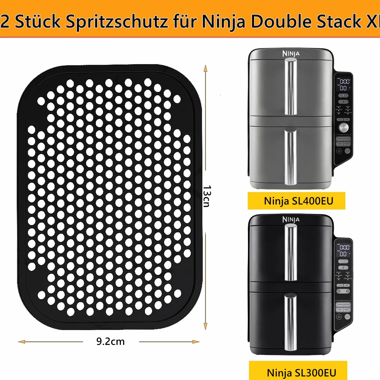 2 sztuki akcesoriów do ochrony przed pryskaniem do Ninja Double Stack XL SL400EU i SL300EU, silikonowa ochrona przed rozpryskiwaniem tłuszczu do frytkownicy na gorące powietrze Ninja Airfryer Double