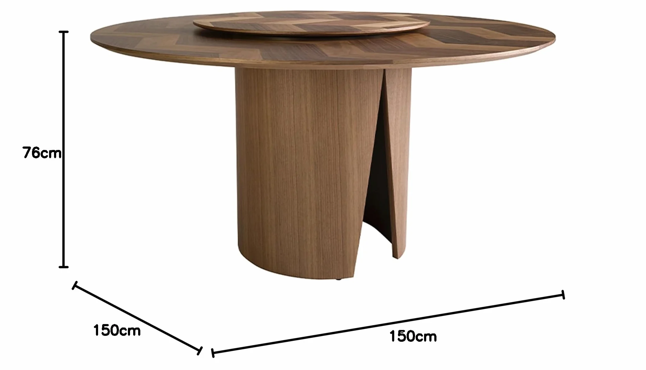AC ANGEL CERDÁ - Drewniany stół jadalny | Idealny do salonu lub jadalni | Wykonany z forniru orzechowego | Okrągły kształt | Nowoczesny styl | Wymiary 150 x 150 x 76 cm
