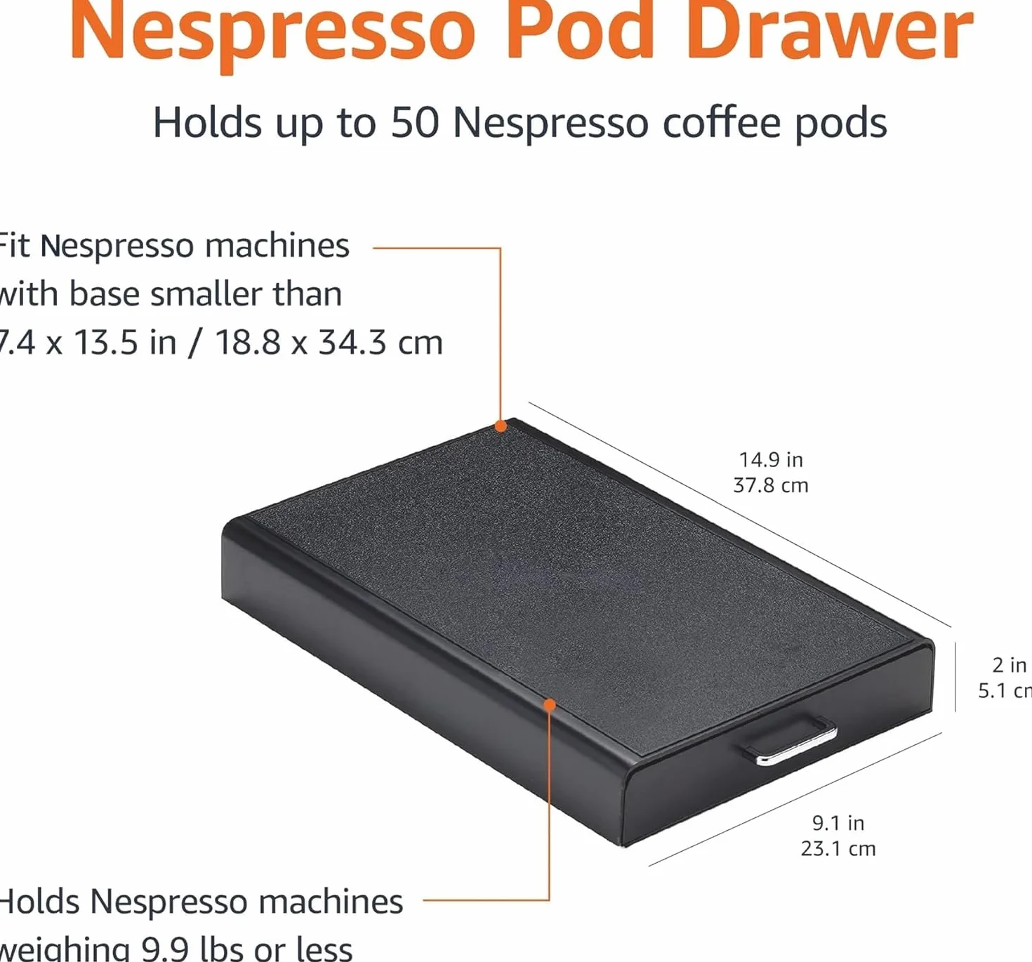 Amazon Basics pudełko z szufladami do przechowywania kapsułek kawy Nespresso Originalline, czarne, 50 kapsułek, 4,5 kg
