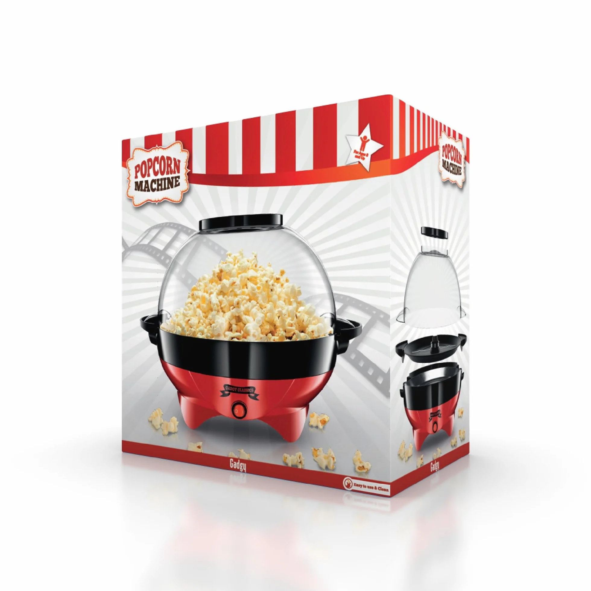 Gadgy ® Maszyna do popcornu l 800W Maszyna do popcornu z nieprzywierającą powłoką i wyjmowaną powierzchnią grzewczą l Spokojnie i szybko l Zawartość 5 litrów