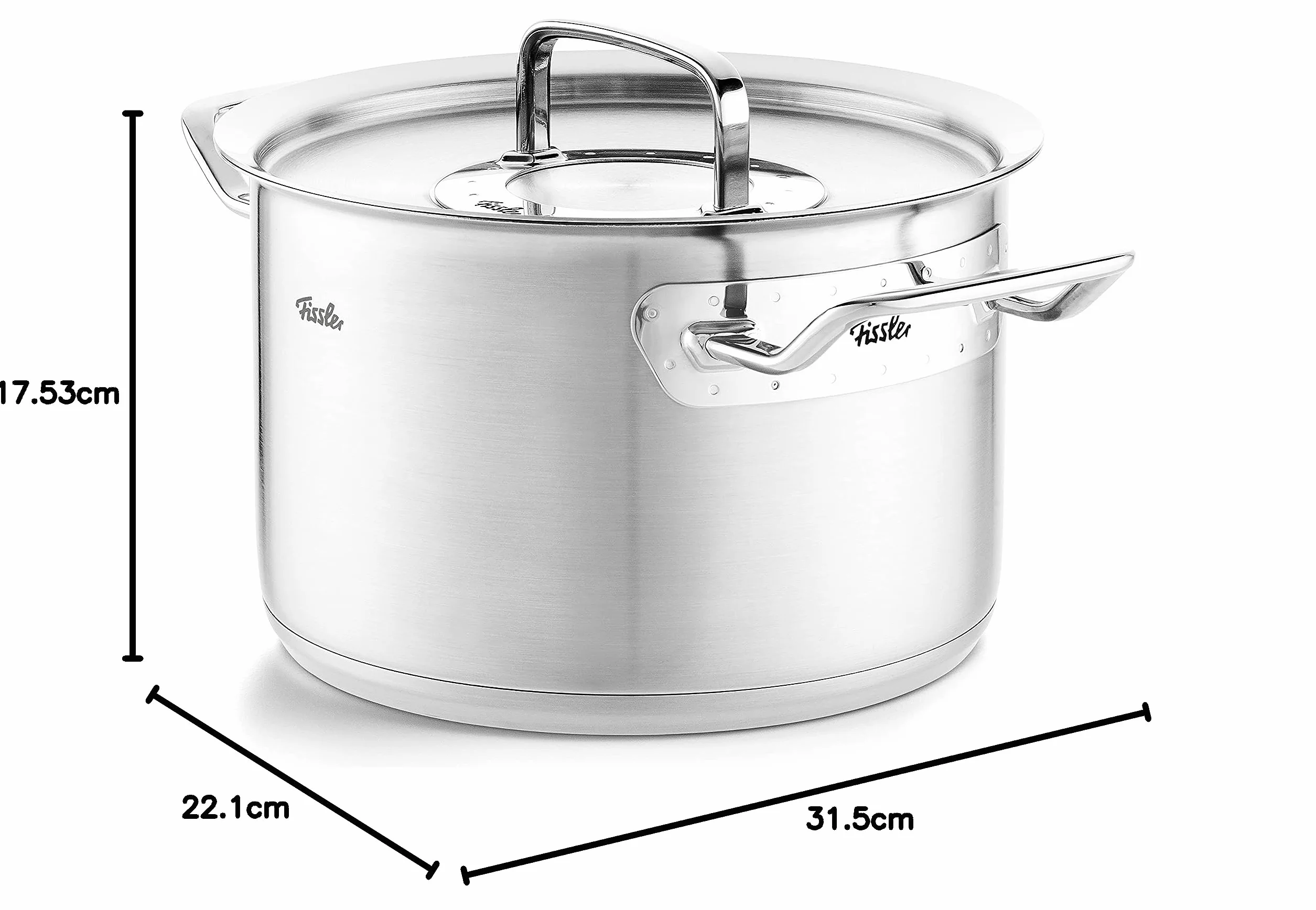 Fissler Oryginalny garnek Profi Collection/garnek do gotowania ze stali nierdzewnej (Ø 20 cm, 4 l) garnki z metalową pokrywką, skala wewnętrzna, Made in Germany - indukcja