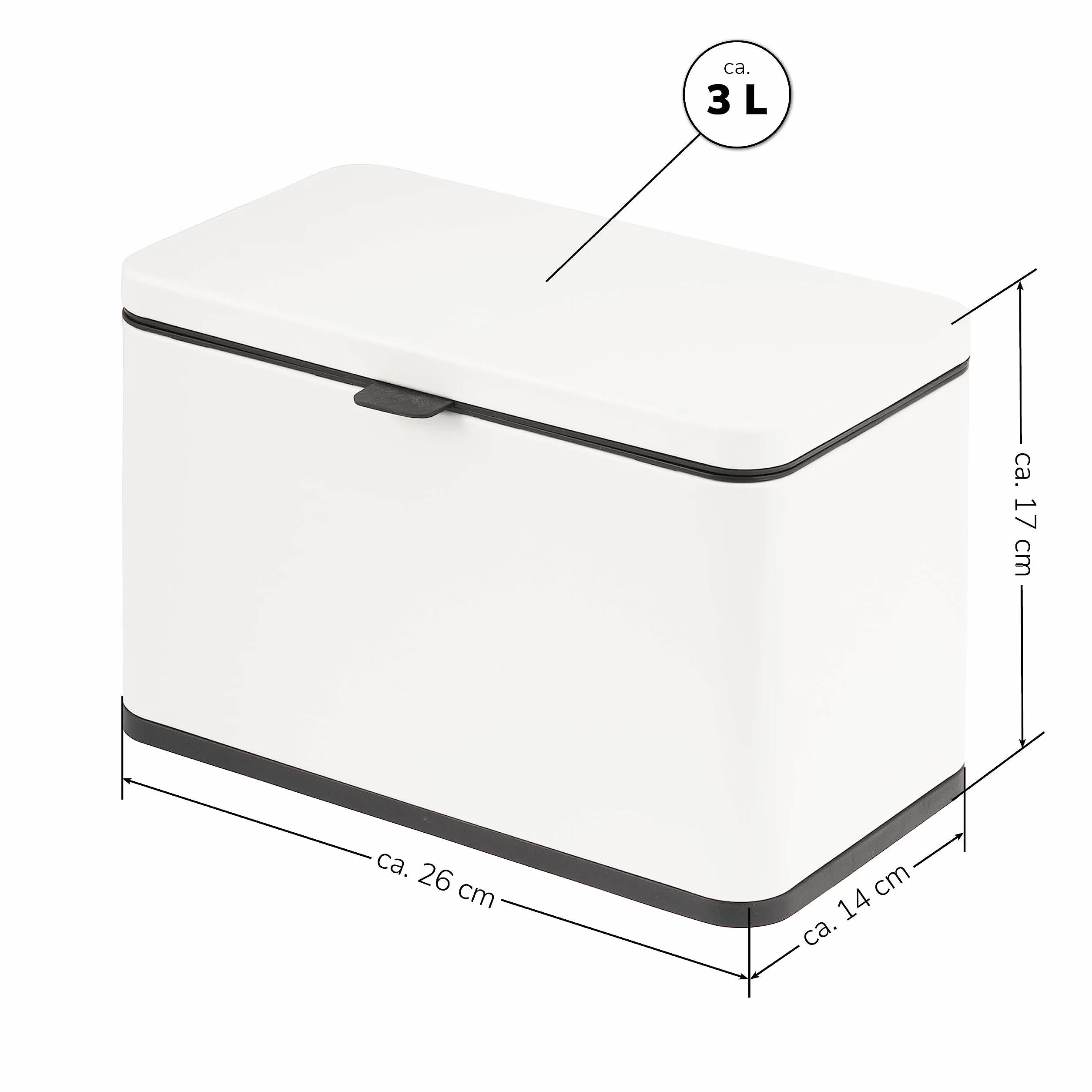 eluno Kosz na śmieci ekologiczny, 3 l, z filtrem zapachowym, do zawieszenia, postawienia lub klejenia, pojemnik na kompost, 3 rodzaje montażu (biały)