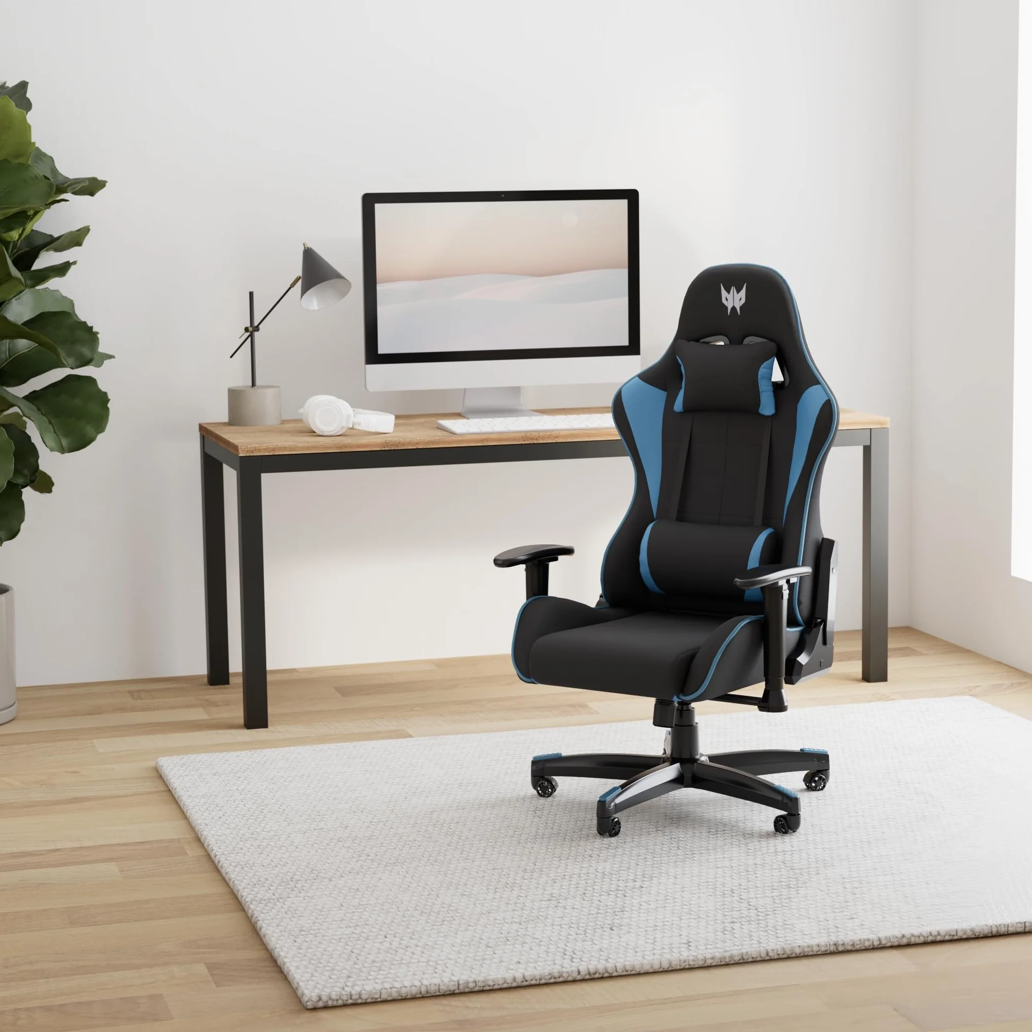 Acer Predator Rift Lite fotel gamingowy PGC110 (podłokietniki 2D, regulacja wysokości, odchylane oparcie, podparcie lędźwiowe, maksymalna nośność 120 kg, skóra PCW, czarny)