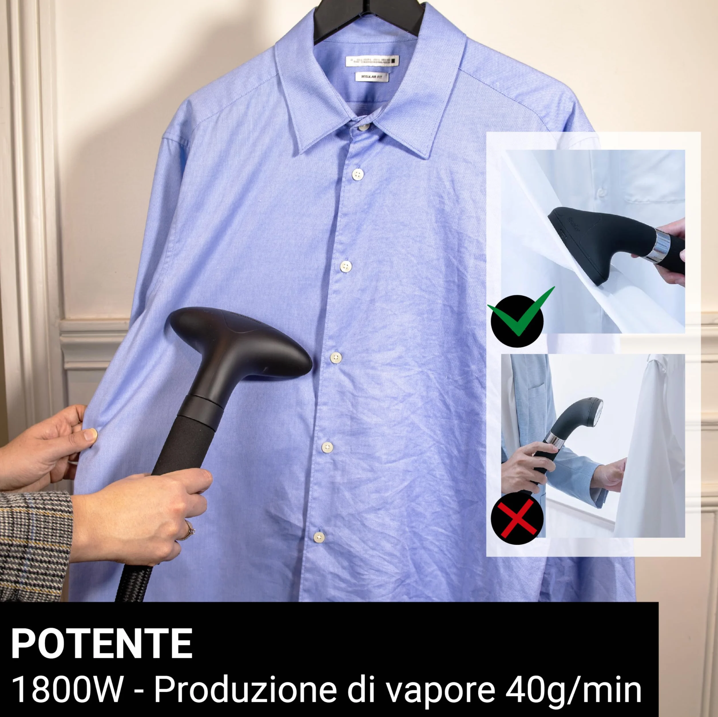 STEAMONE h18b prasownica parowa żelazko parowe pionowe czarne błyszczące 1,8 l 1800 W