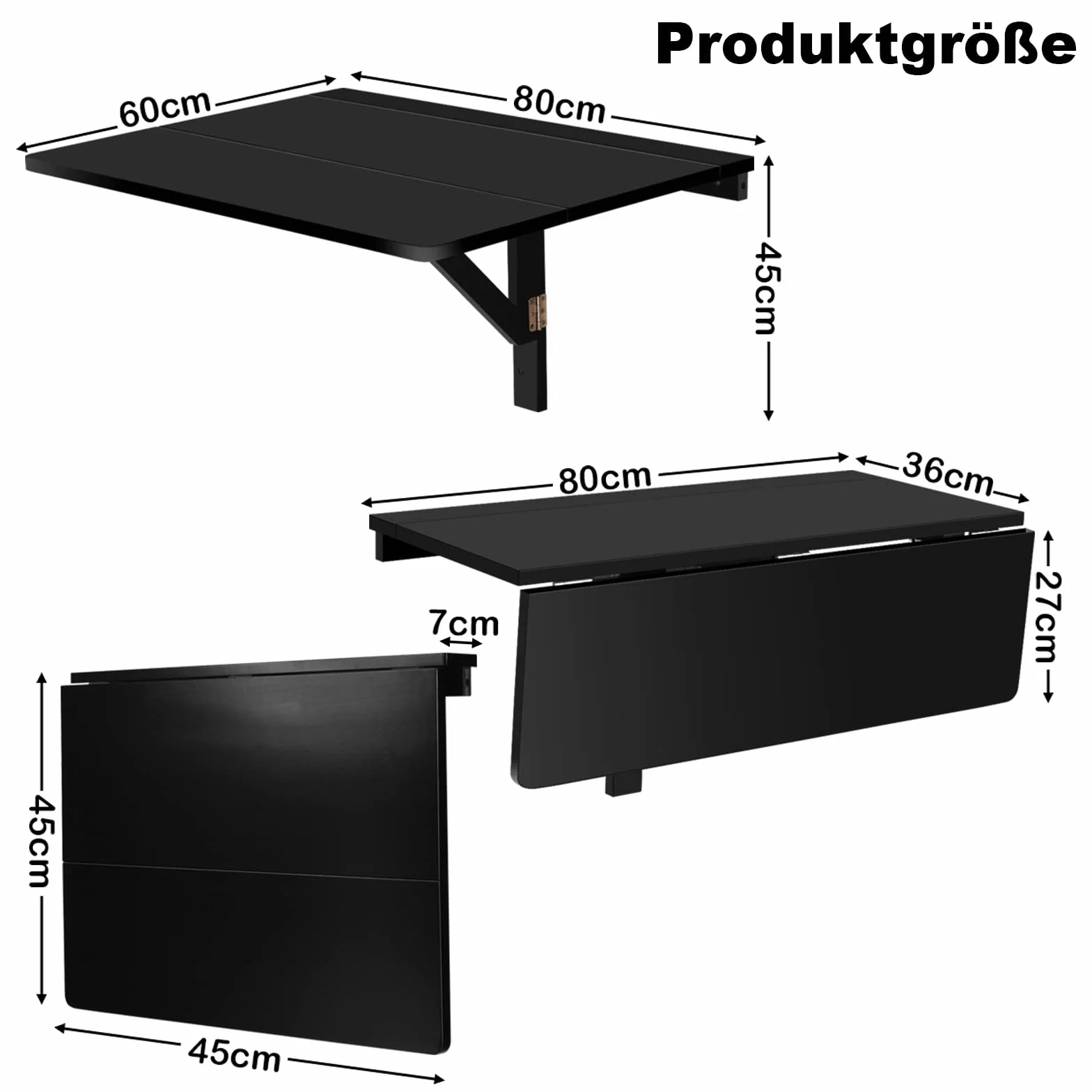 COSTWAY Składany Stół Ścienny 80 cm x 60 cm, Z Nóg Z Drewna Sosnowego, Oszczędzający Miejsce Do Kuchni, Sypialni, Jadalni, Gabinetu