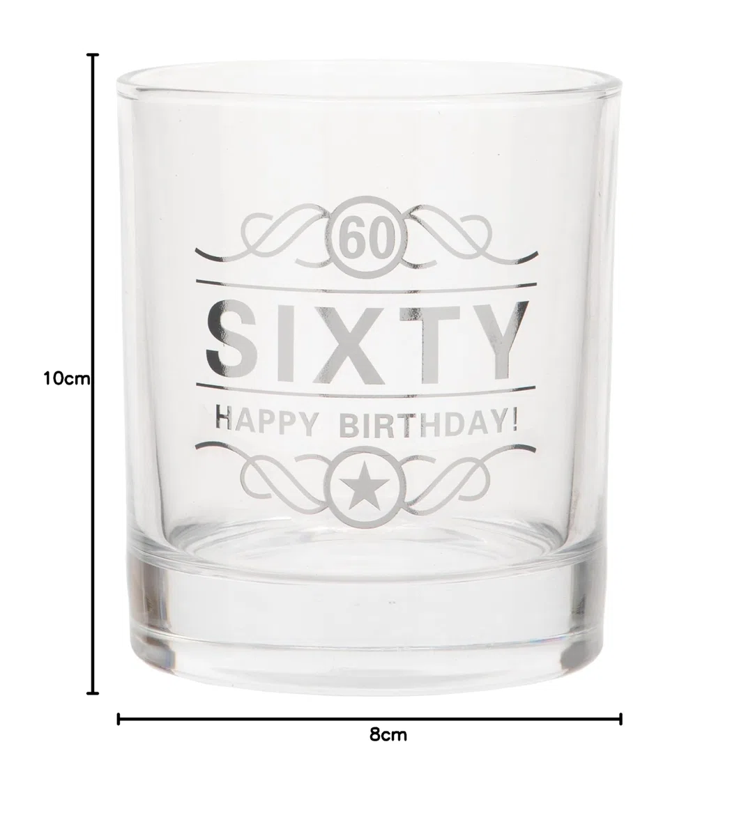 Maturi 60th Birthday Spirit Glass 'Sixty Happy Birthday!', 350 ml, pudełko prezentowe