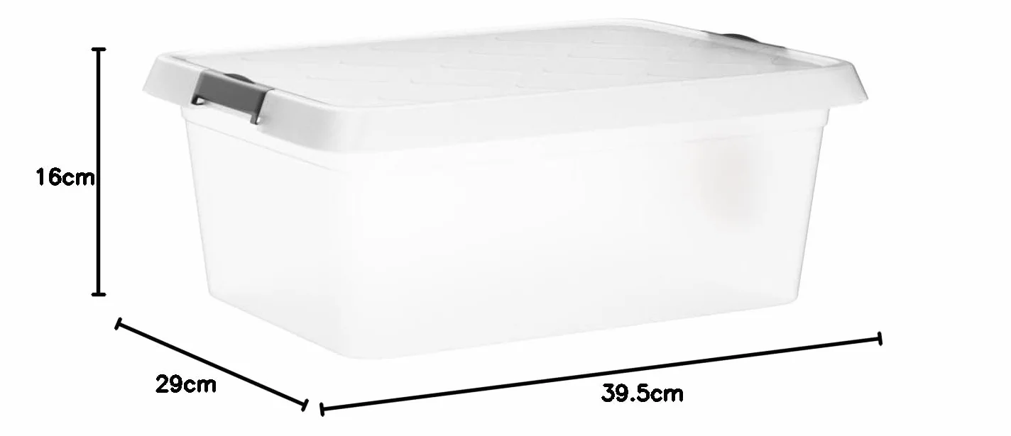 ATHLON TOOLS 4 x 12,5 l pudełka do przechowywania z pokrywką, przeznaczone do kontaktu z żywnością – klipsy zamykające – 100% nowe tworzywo sztuczne, przezroczyste