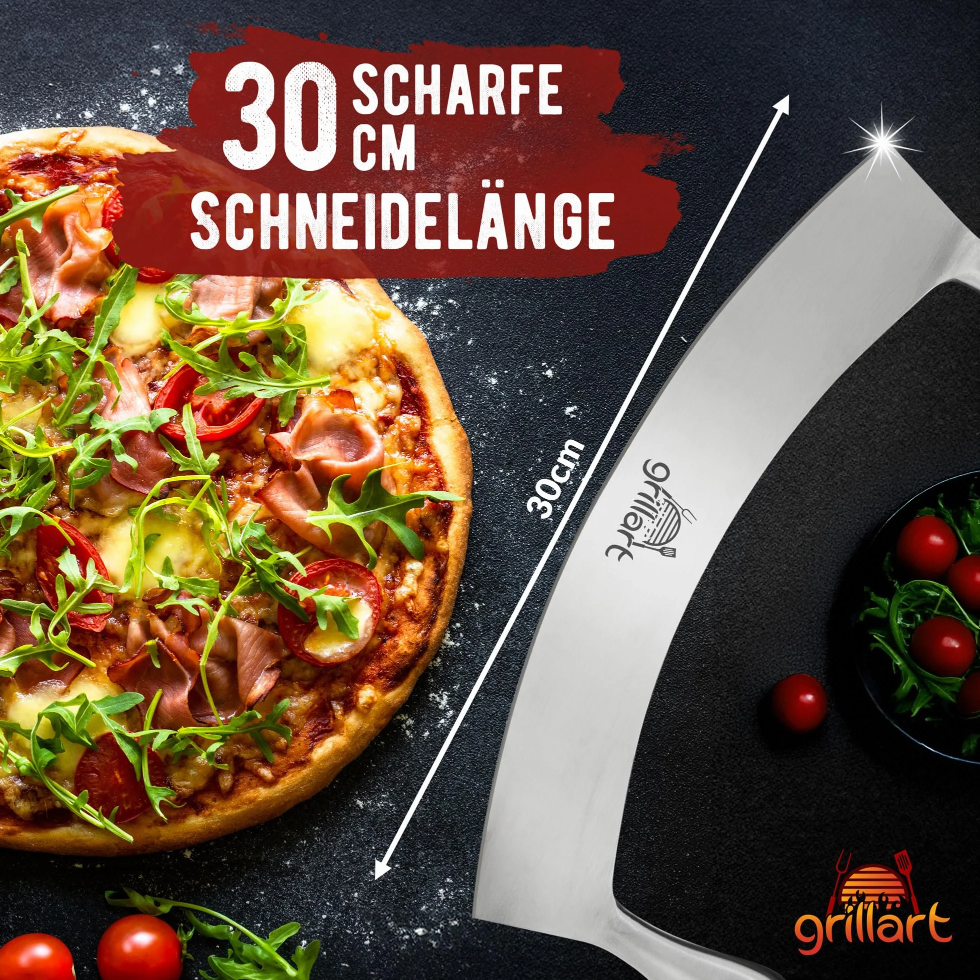 Nóż do pizzy ze stali nierdzewnej grillart® podwójny uchwyt