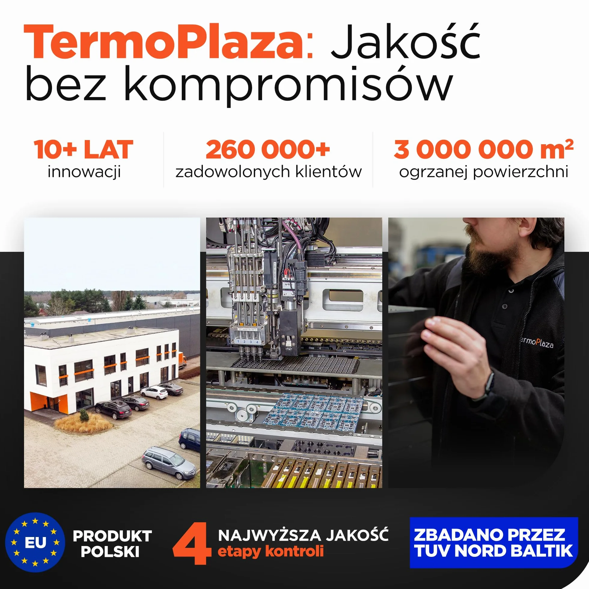 TermoPlaza WiFi Grzejnik na podczerwień z termostatem 1100 W do 28 m² | Inteligentny grzejnik ścienny i stojący | Energooszczędny elektryczny grzejnik konwektorowy do domu i łazienki