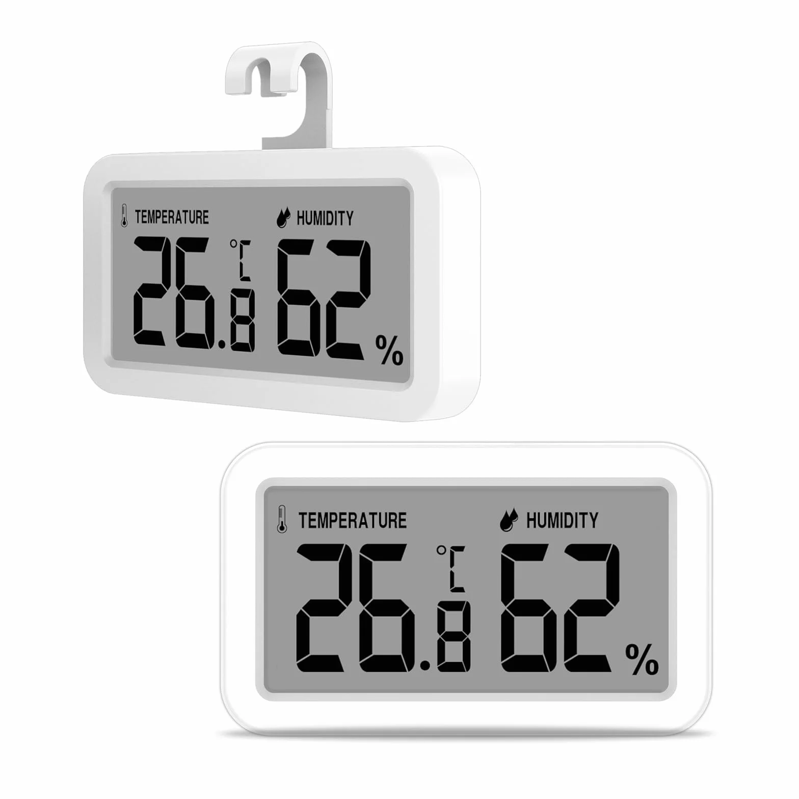 Elitech 2Pack TM-2 Termometr do lodówki, monitorowanie temperatury i wilgotności, mocowanie magnetyczne i zaczep, energooszczędny, idealny do zamrażarki, szafy spiżarni, komory chłodniczych