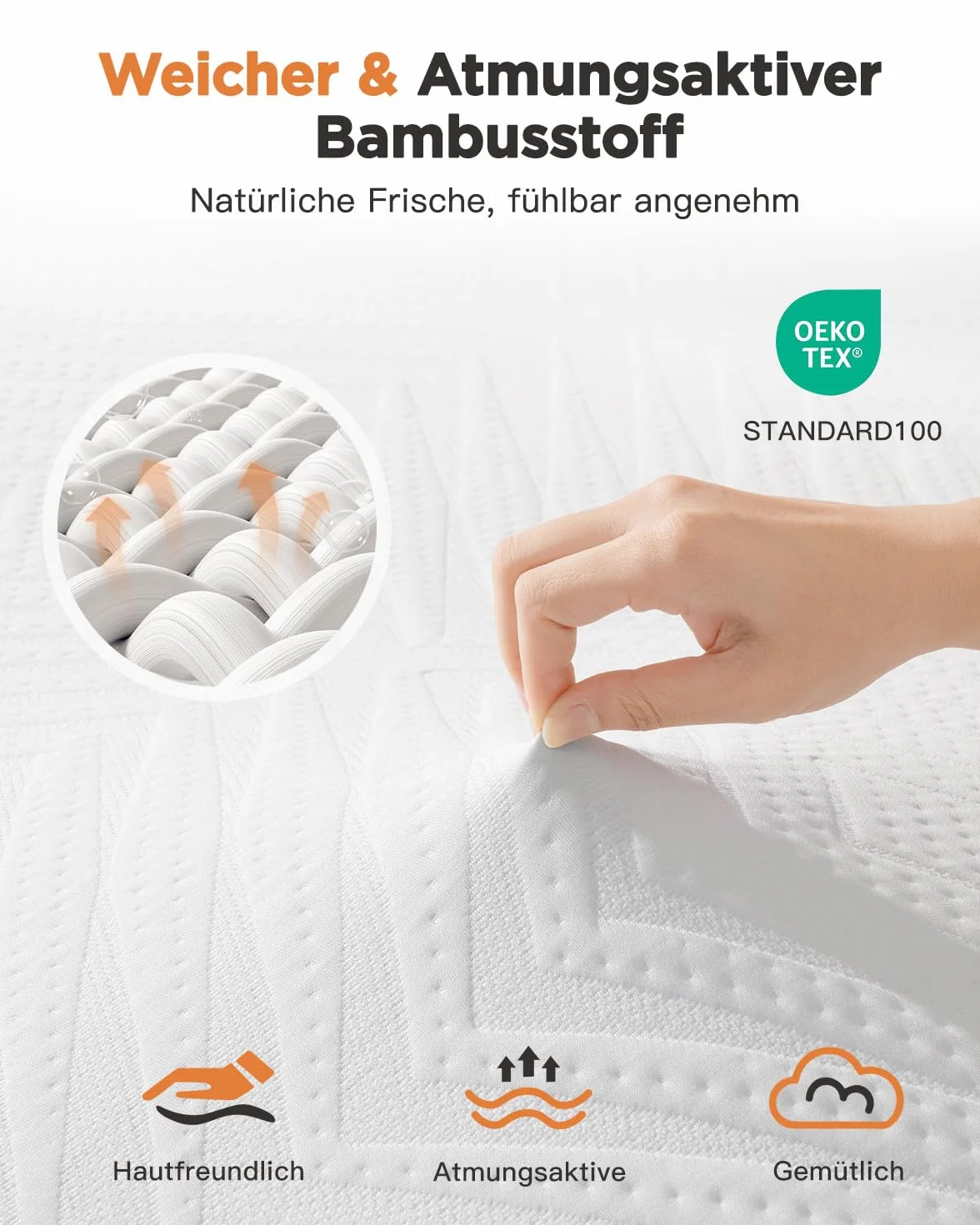 MISSCOZY Materac wierzchni 180 x 200 cm, wysokość 9 cm, nakładka na materac H2 i H3 z pianki żelowej z pamięcią kształtu, certyfikat Öko-Tex, do łóżka kontynentalnego, przyczepy kempingowej, sofy do