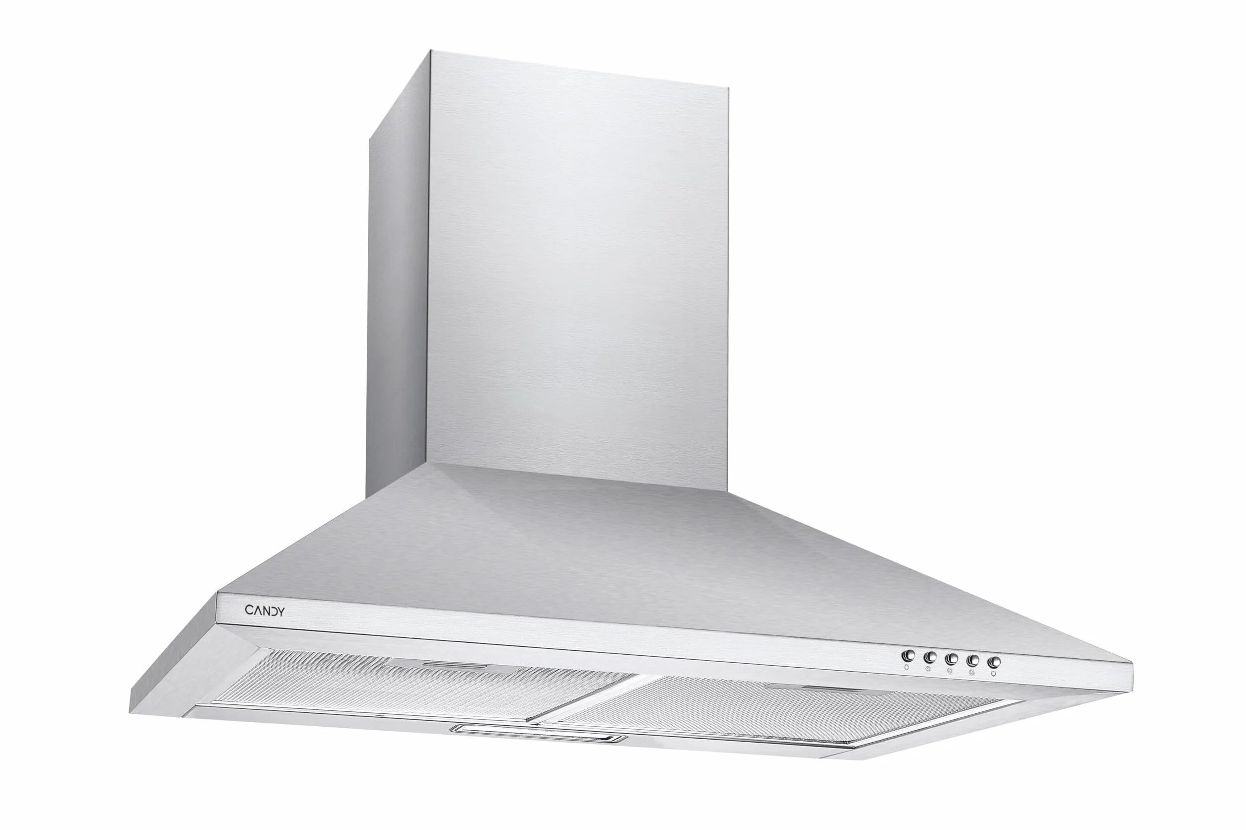 Candy CCE117/1X, okap kuchenny 70 CM, 3 poziomy mocy, 65W, 305M3/H, filtry węglowe, 2 panele przeciwtłuszczowe aluminium, oświetlenie LED, 56/62DB, klasa C, stal nierdzewna