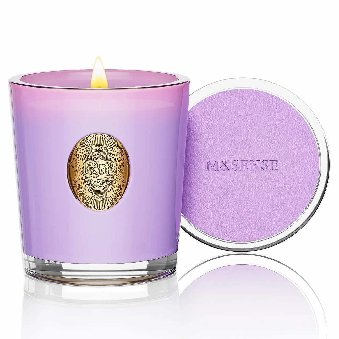 M&SENSE 10.2 oz Soy Wax Candle Lilac Blossom Scented 55 Hour Burn Aromatherapy Gift