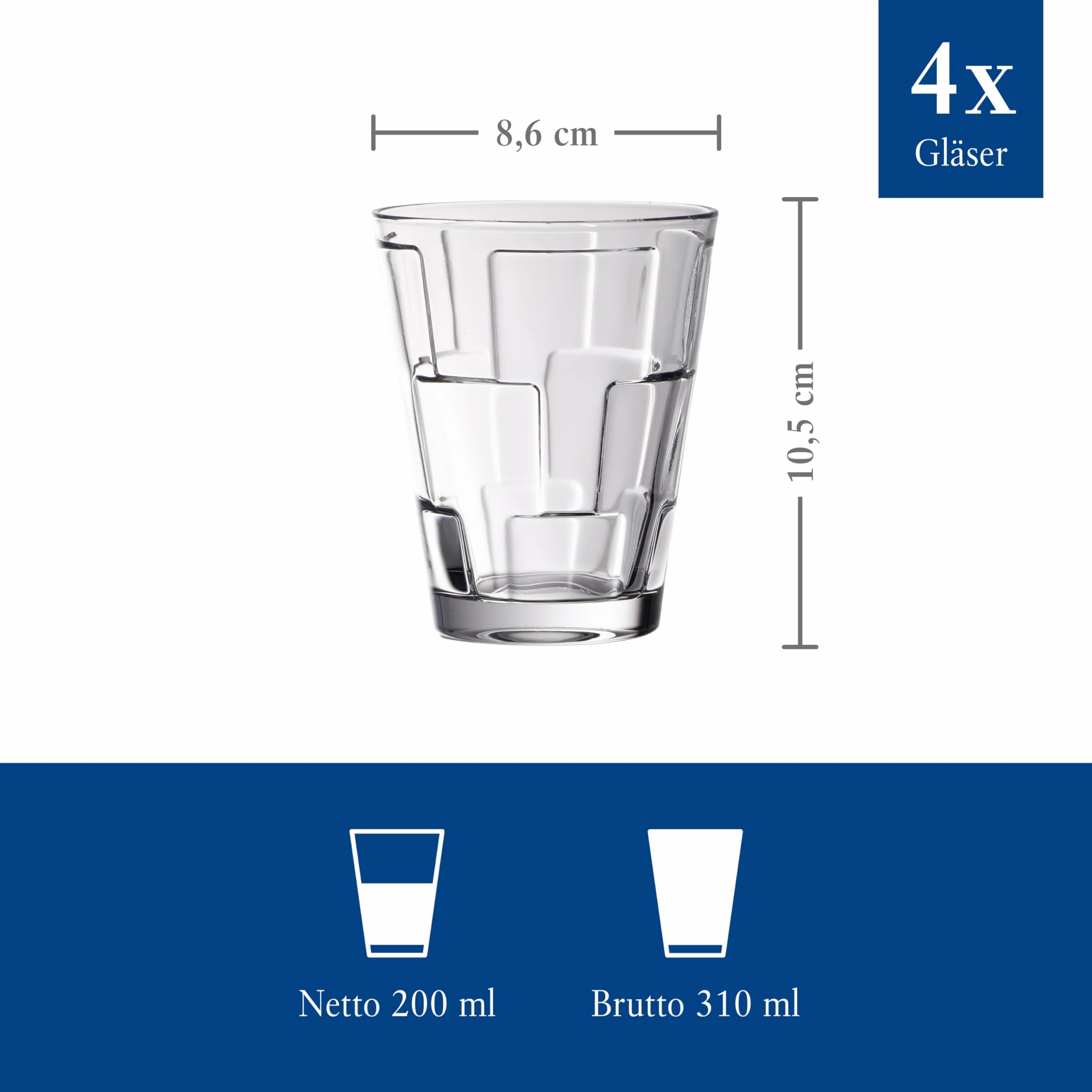 Villeroy & Boch – Dressed Up zestaw szklanek do wody, 4-cz., 310 ml, szkło kryształowe, można myć w zmywarce