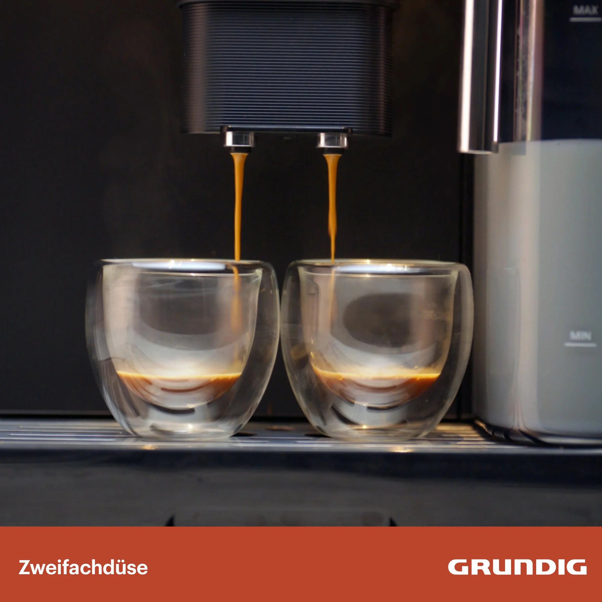 Grundig KVA 7230 ekspres do kawy, 10 specjałów do kawy, 13 stopni mielenia, pojemnik na mleko, wydajny 1350 W, ciśnienie pompy 19 bar, podwójna dysza, oświetlenie, czarny/ciemny srebrny