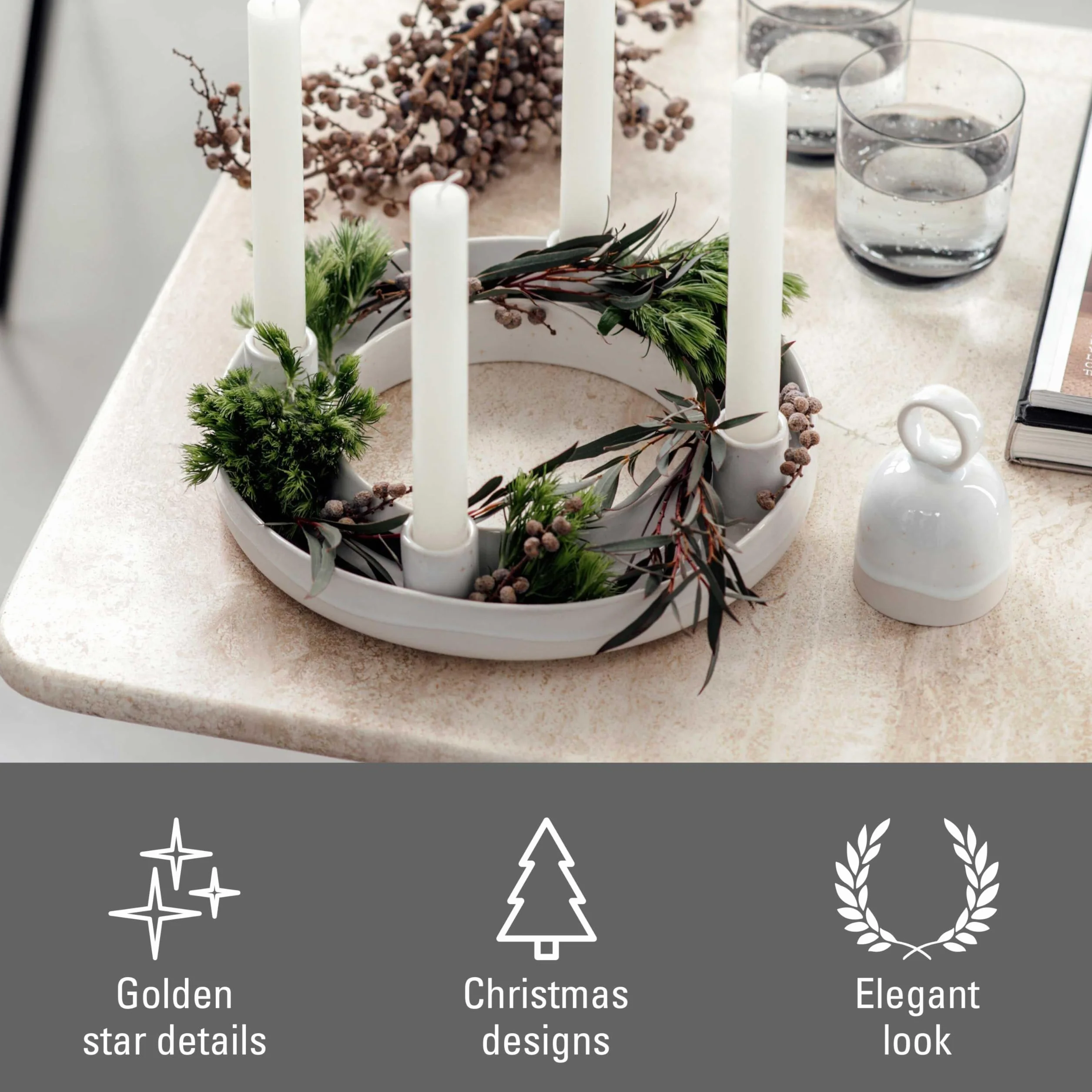 like. by Villeroy & Boch – wieniec adwentowy Winter Glow, dekoracja świąteczna z porcelany Premium