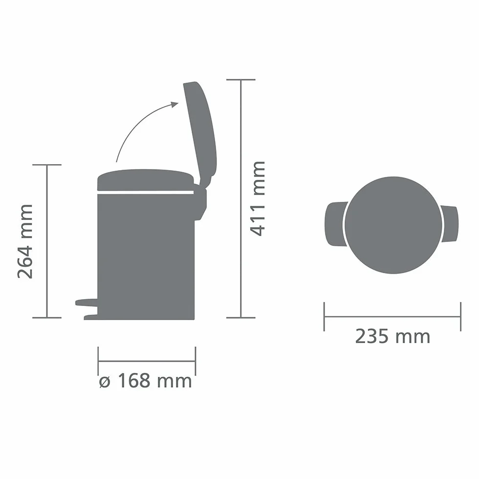 Brabantia - NewIcon Kosz na Pedały 3L - Kosz na Śmieci do Łazienki lub Toalety - Łagodnie Zamykana Pokrywa - Lekka Obsługa Pedałem - Wyjmowane Wewnętrzne Wiaderko - Biały - 17 x 24 x 26 cm