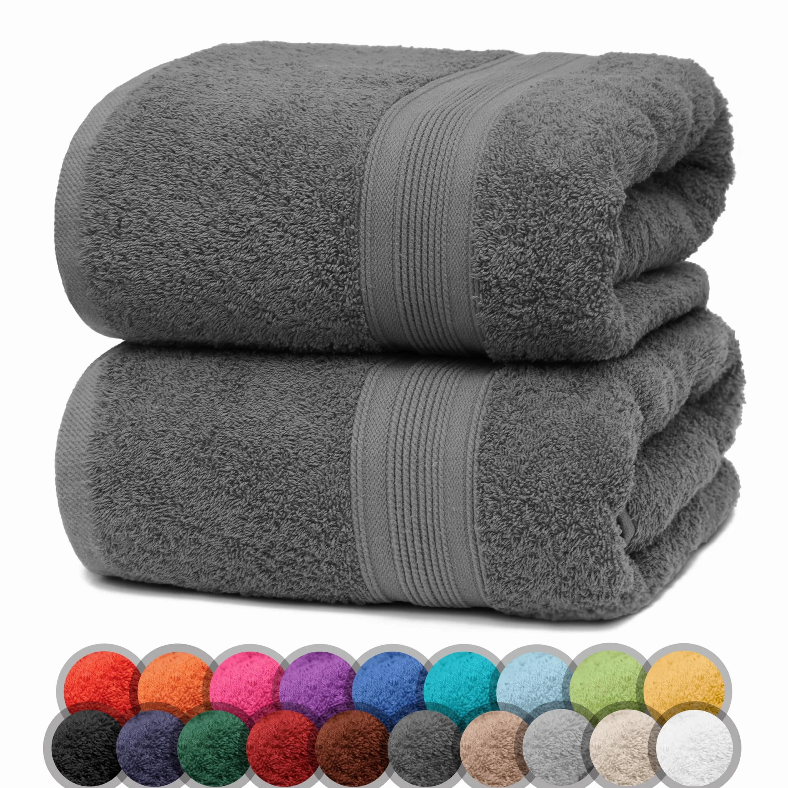 NatureMark 2-pak ręczników prysznicowych jakość premium 70 x 140 cm ręcznik kąpielowy ręcznik kąpielowy dwupak kolor: antracyt szary