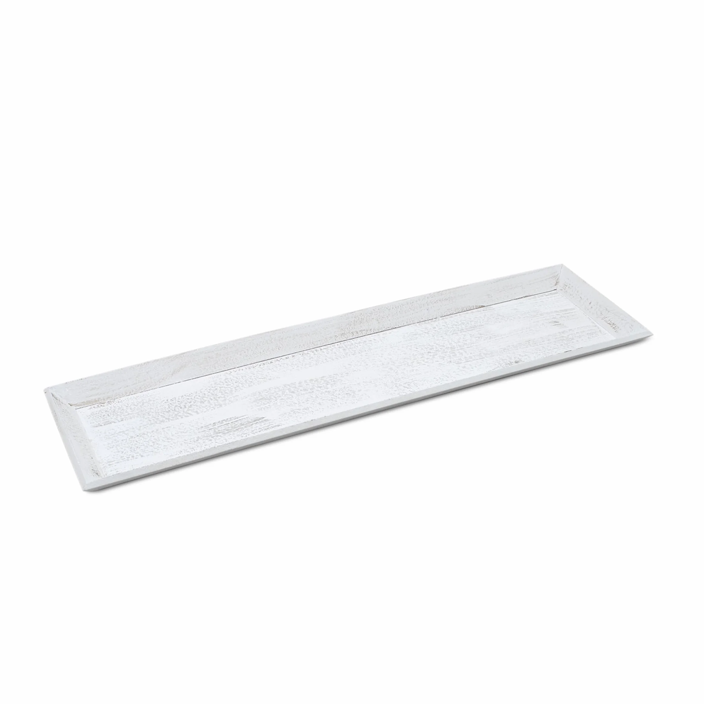 Drewniana taca w stylu vintage Shabby biała 50 x 14 cm dekoracyjna prostokątna na świece