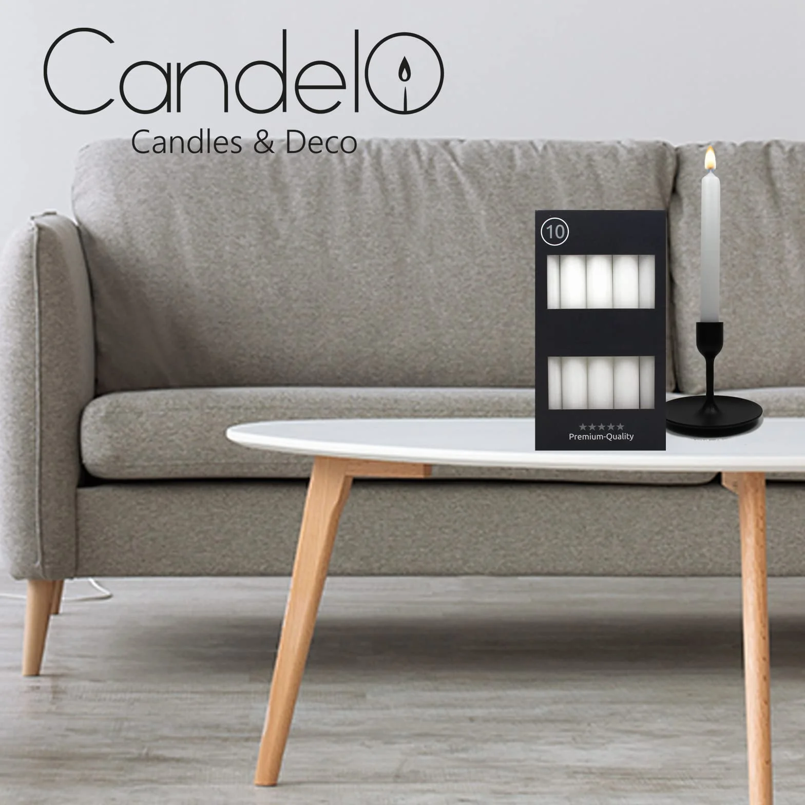 Candelo Zestaw 10 świec białych 18,5 cm 7,5 h