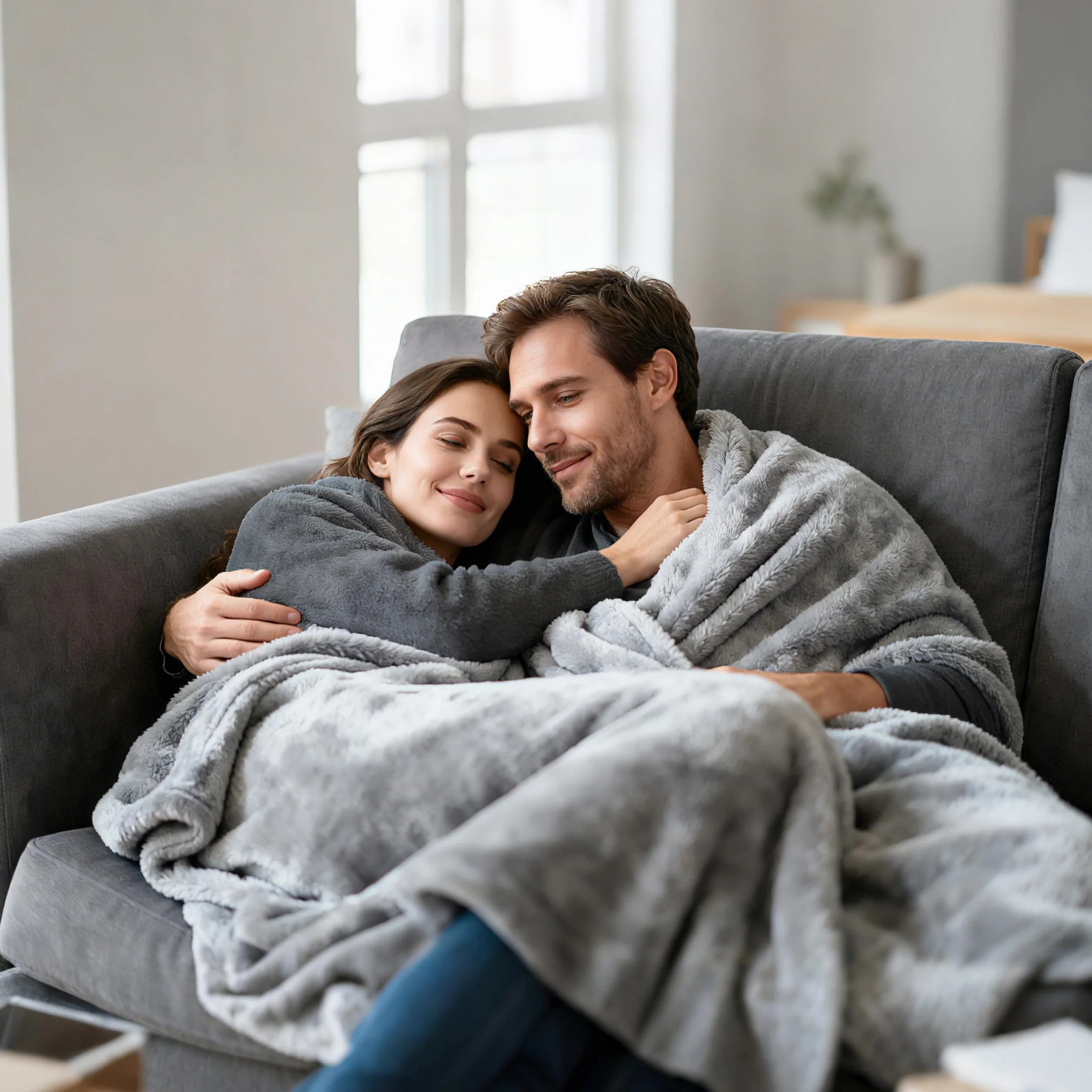AiTodos® Koc Polarowy Miękki 230x270 cm – Duży Puszysty Koc Flanelowy na Łóżko King Size i Wielką Kanapę, Ciepły, Do Prania w Pralce, Szary