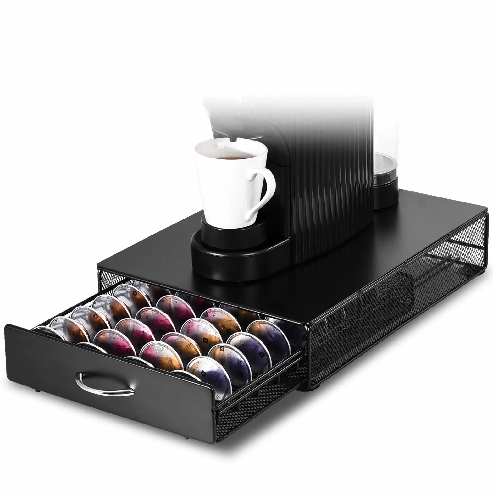 Uchwyt na kapsułki dla 40 PC Nespresso Vertuo kapsułek, Szuflada do przechowywania kapsułek kawy Vertuoline,Czarny.