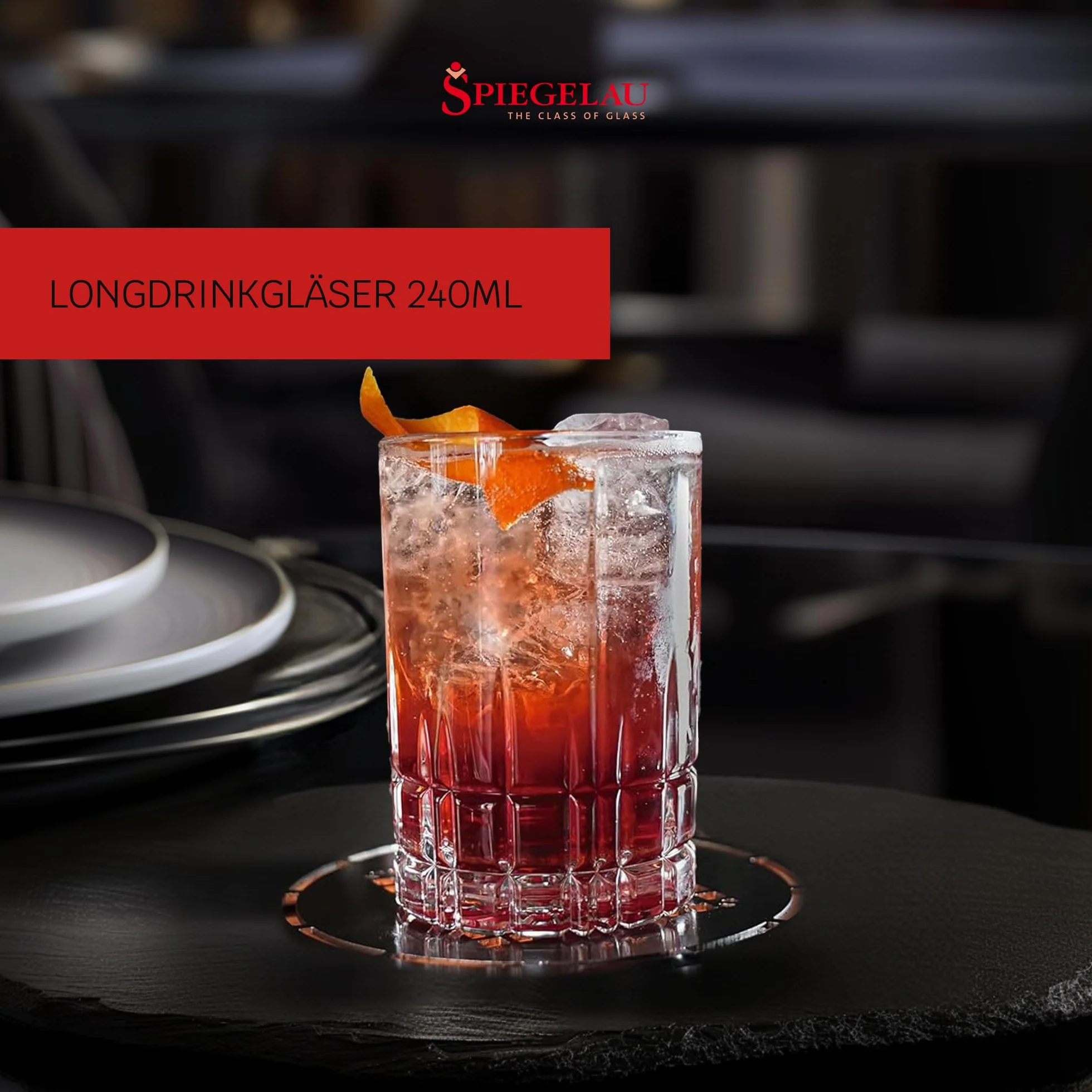 Spiegelau & Nachtmann 4500172 Perfect Serve Szklanki do long drinków, małe, ze szkła kryształowego, 240 ml, 4 szt. w zestawie