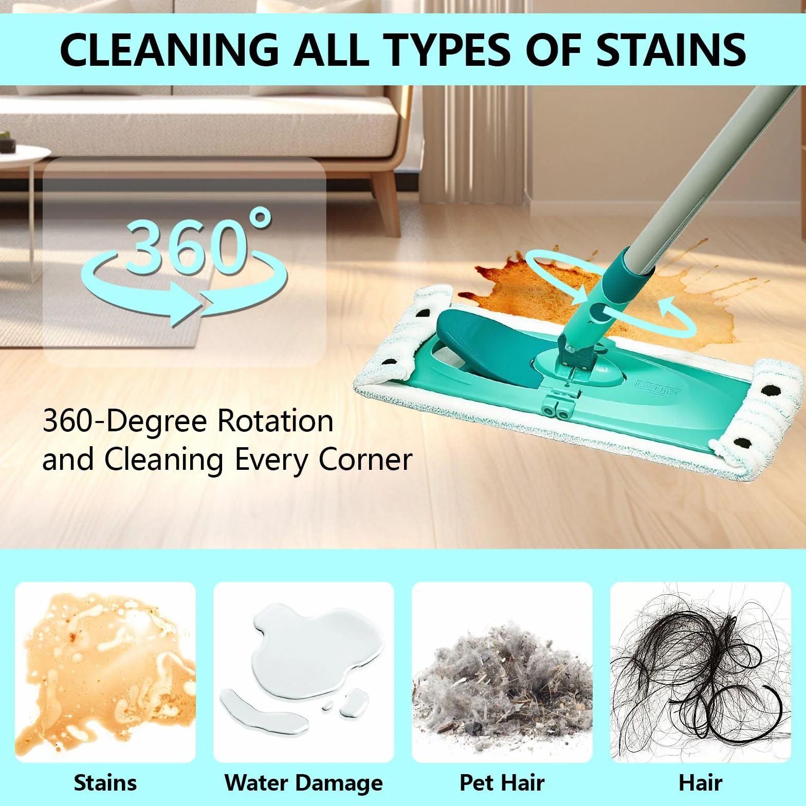 Clean Twist M Mop Micro Duo, 4 sztuki, 42 × 15,5 cm, wymienna nakładka z mikrofibry, nakładka na mop, akcesoria do Leifheit do wszystkich rodzajów podłóg