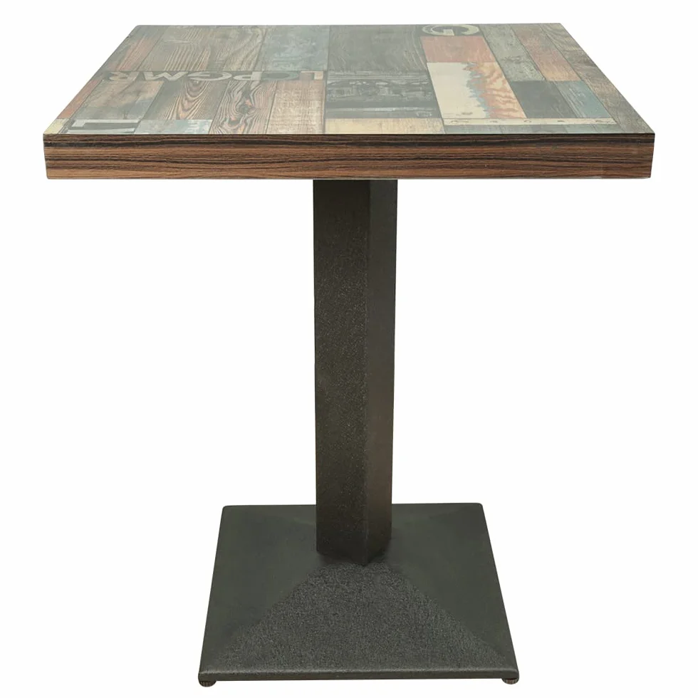 ShiShi Retro Industrial Stolik jadalny, Wysokość w 75 cm, Kwadratowy stół kuchenny, stół kuchenny z metalu i drewna, Stół bistro dla 1-4 osób (Brązowo-czarny D3 60×60×75 cm)