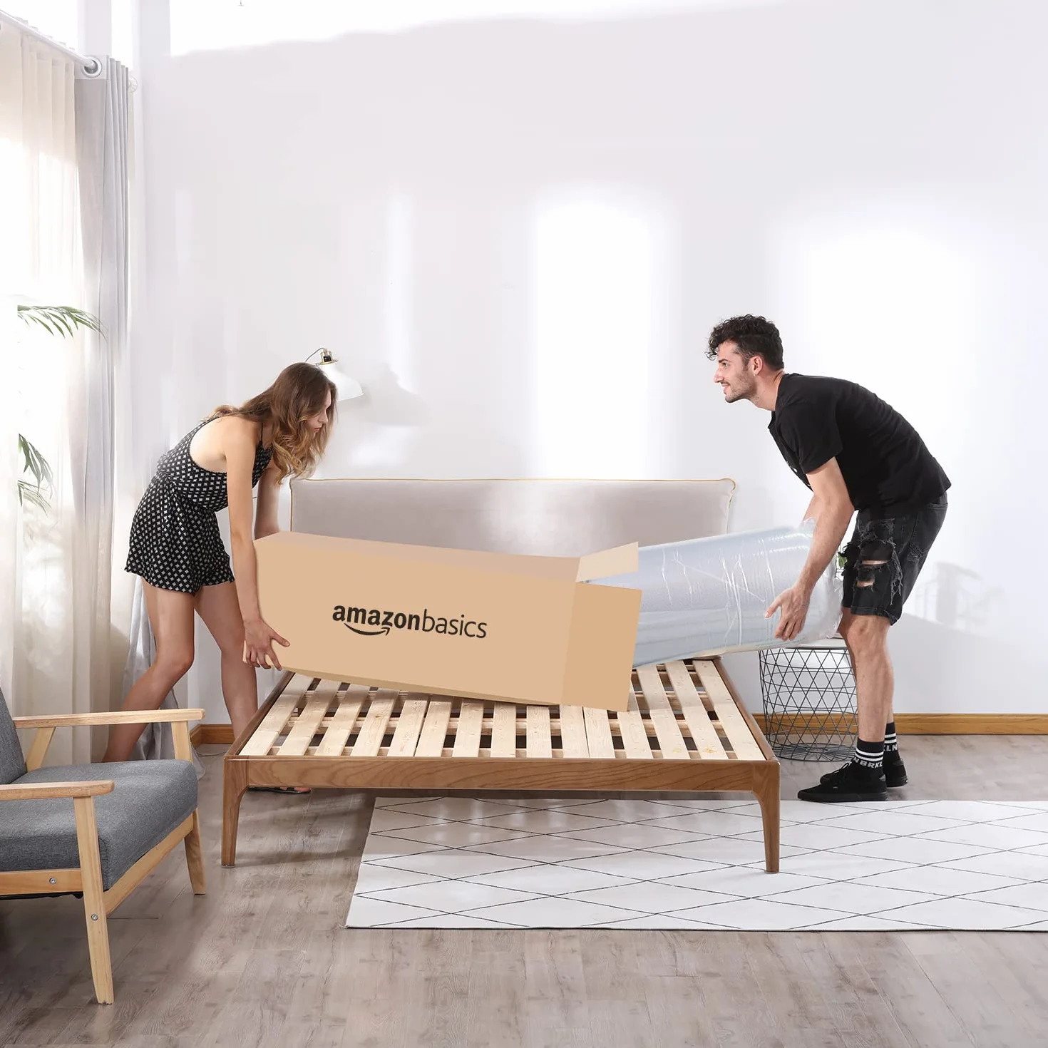 Amazon Basics Materac składany z pianką z pamięcią kształtu, 75 x 195 x 10 cm