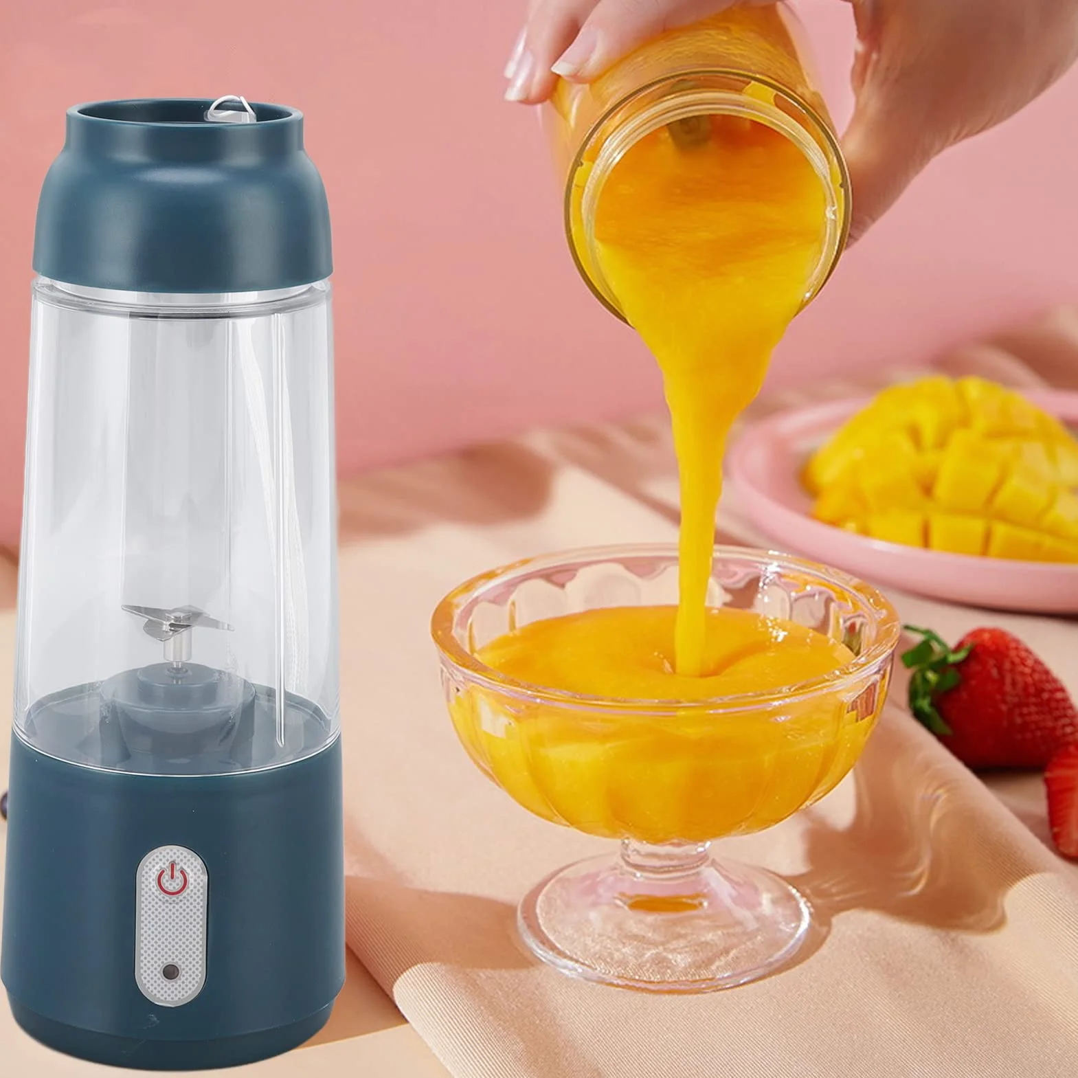 Elektryczny Kubek do Sokowirówki, Mikser do Soków Owocowych USB 300 ML, Mini Przenośny Akumulatorowy Kubek do Sokowirówki Ice Travel Blender Mixer Machine Z