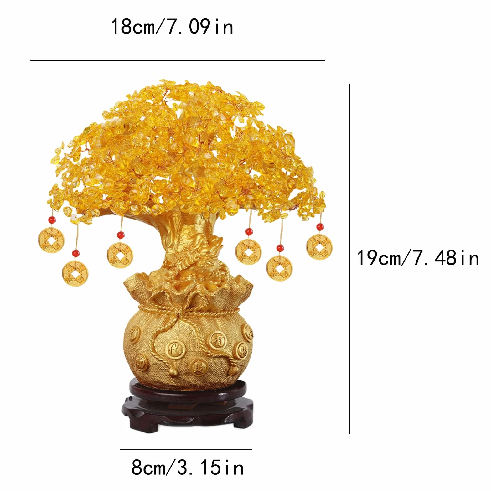 Feng Shui Bonsai Drzewko na pieniądze złote drzewo szczęścia dekoracja do domu biura