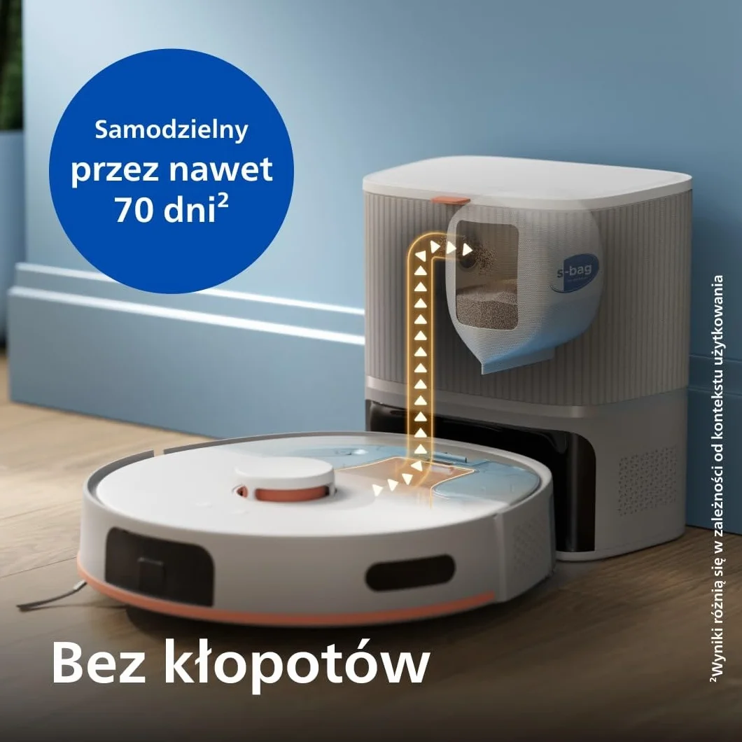 Philips HomeRun serii 5000 – robot odkurzająco-mopujący, 10 000 Pa, podwójne mopy, laserowa nawigacja, autoczyszczenie (S-bag®), app HomeRun, jedwabisty beż (XU5100/20)