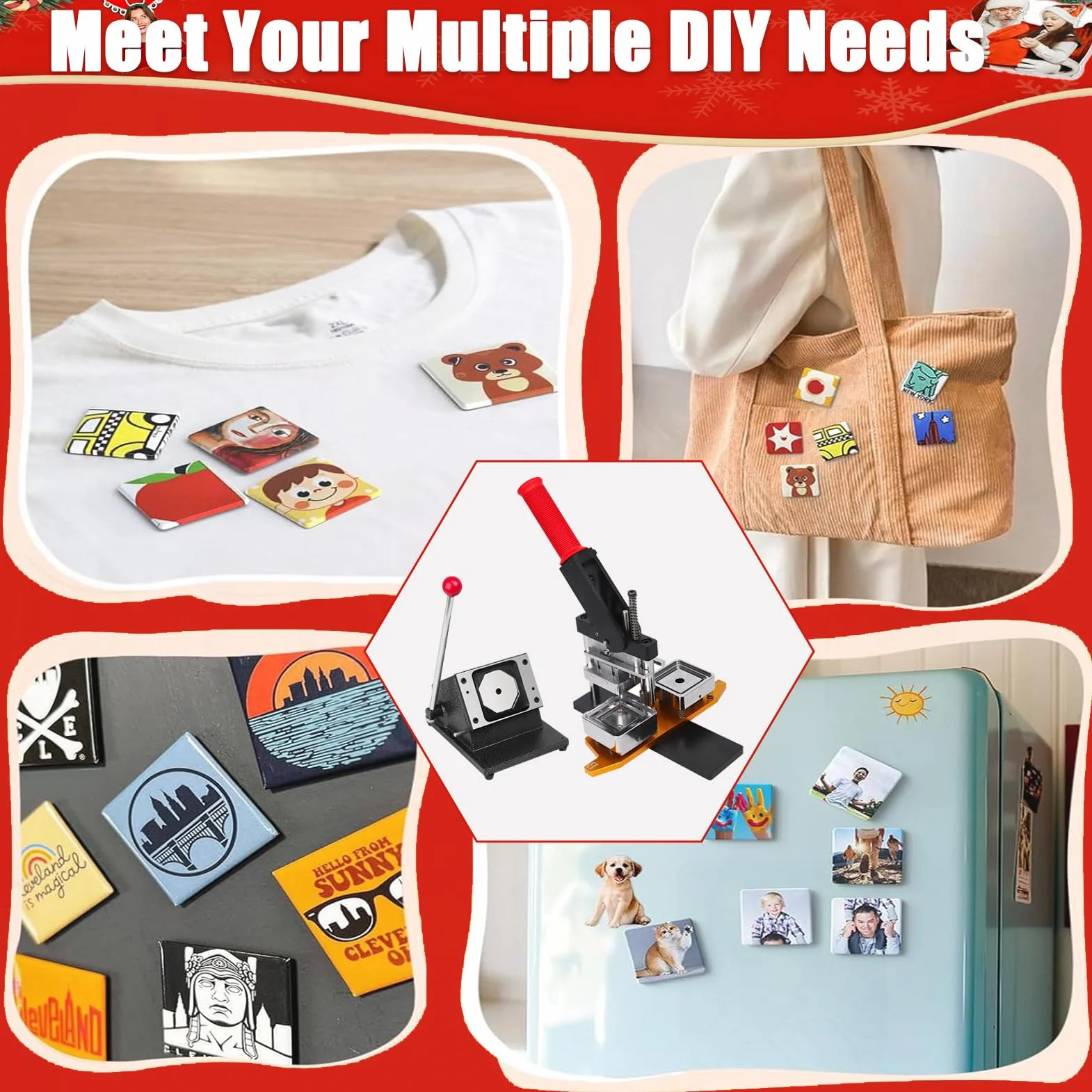 Maszyna Do Produkcji MagnesóW Na LodóWkę Diy, Kwadratowa Metalowa Przypinka, Z Obcinakiem Do Papieru, Do RęKodziełA I ProjektóW Diy Machine-50 * 50mm