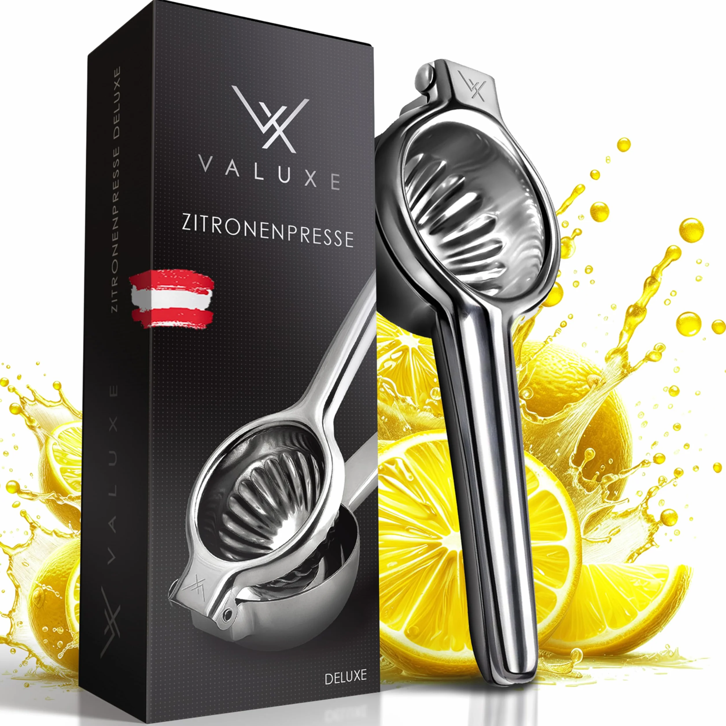 VALUXE® Premium wyciskarka do cytryn ze stali nierdzewnej - ręczna wyciskarka do cytrusów na cytryny, limonki i małe pomarańcze - ręczna wyciskarka do limonek, ręczna wyciskarka do cytrusów