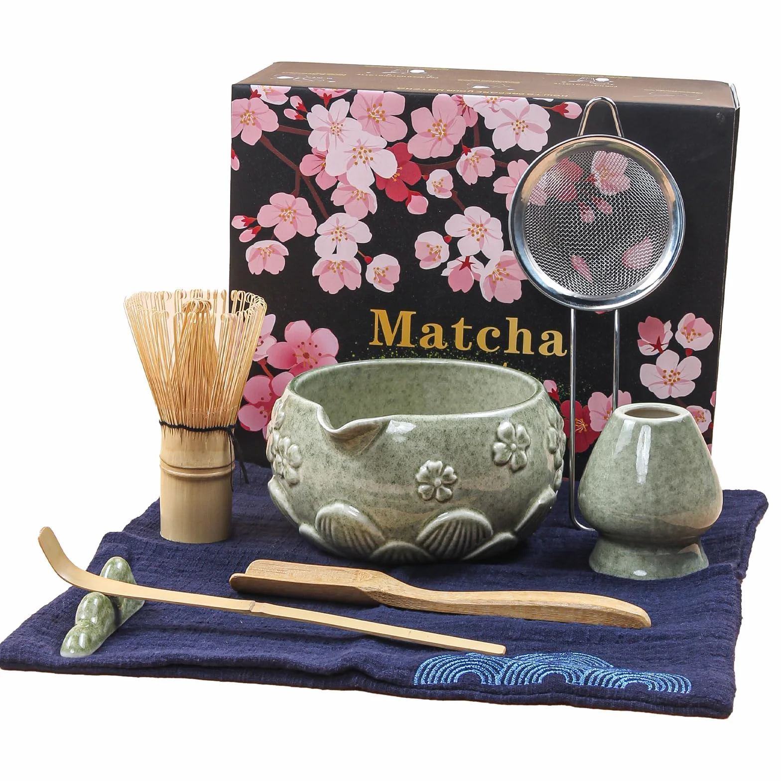 Zestaw do herbaty matcha 8 sztuk, tradycyjny zestaw do ceremonii parzenia zielonej herbaty